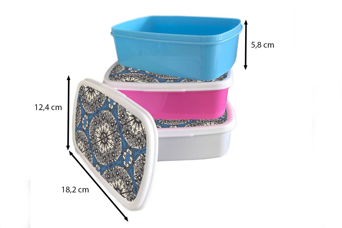 Mandala Brotbox und Lunchbox - (2-tlg), für Mädchen und weiß Erwachsene, für - Jungs Muster MuchoWow Vintage, Kunststoff, Kinder Brotdose,