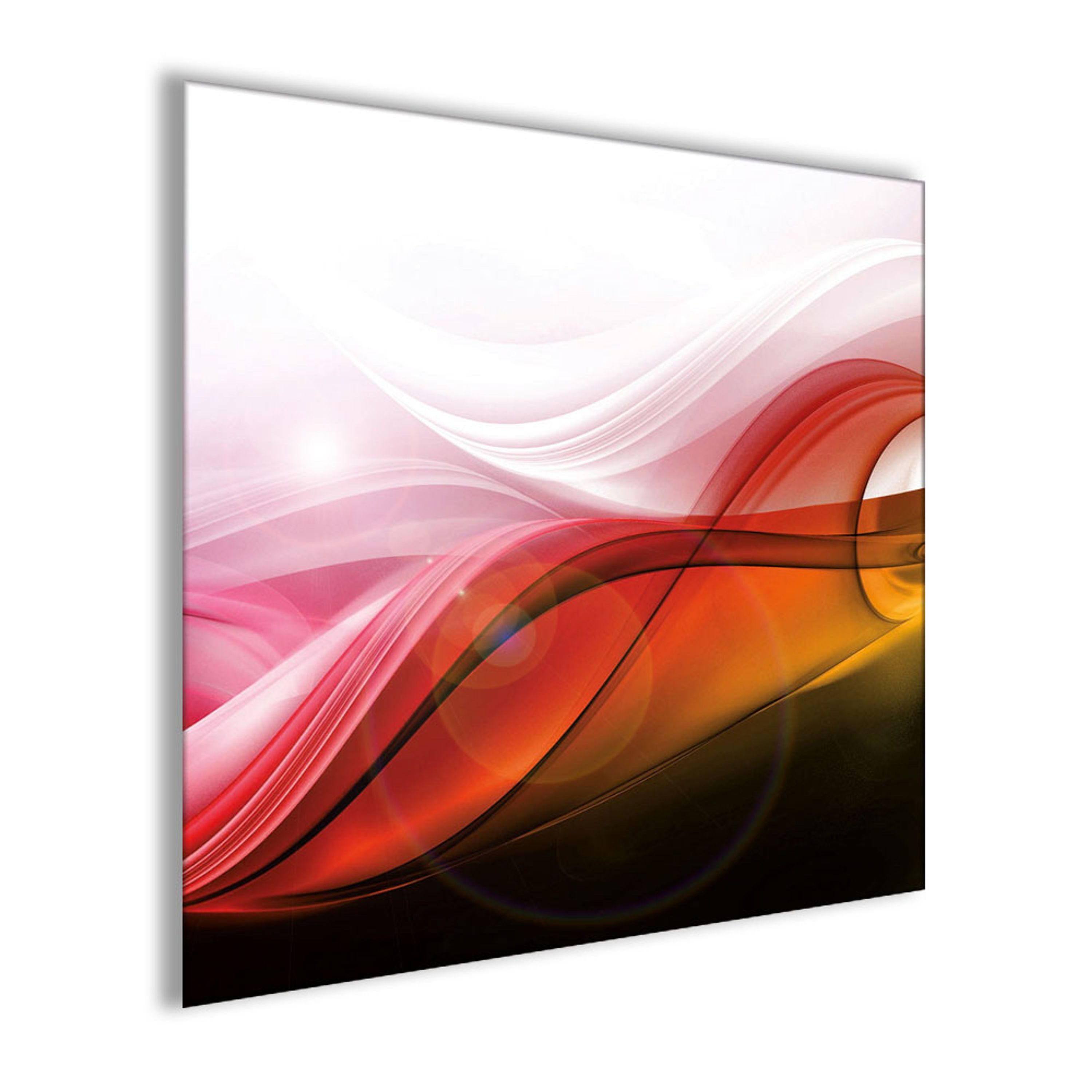 artissimo Glasbild Bild aus Glas 30x30 cm / Wandbild quadratisch bunt, Abstrakte Kunst: Fließende Welle in Rot, Orange und Rosa