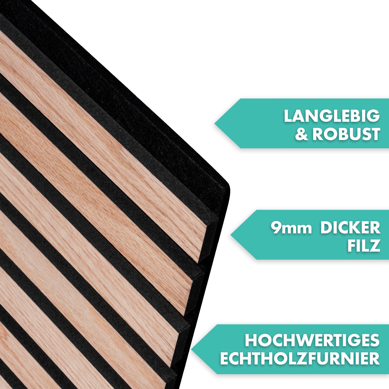 Karat Wandpaneel Akustikpaneele in Holzoptik, Angenehme Raumakustik, 3 Größen, 3 Designs