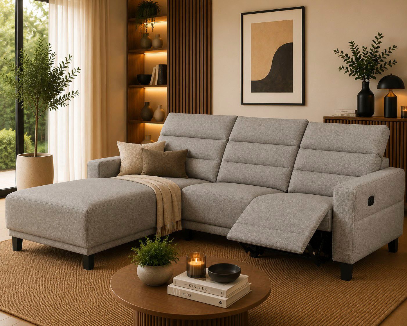 OTTO home Ecksofa Carpari, L-Form, 263 cm, manuelle o. elektrische Relaxfunktion, USB A/C und Kopfteilverstellung