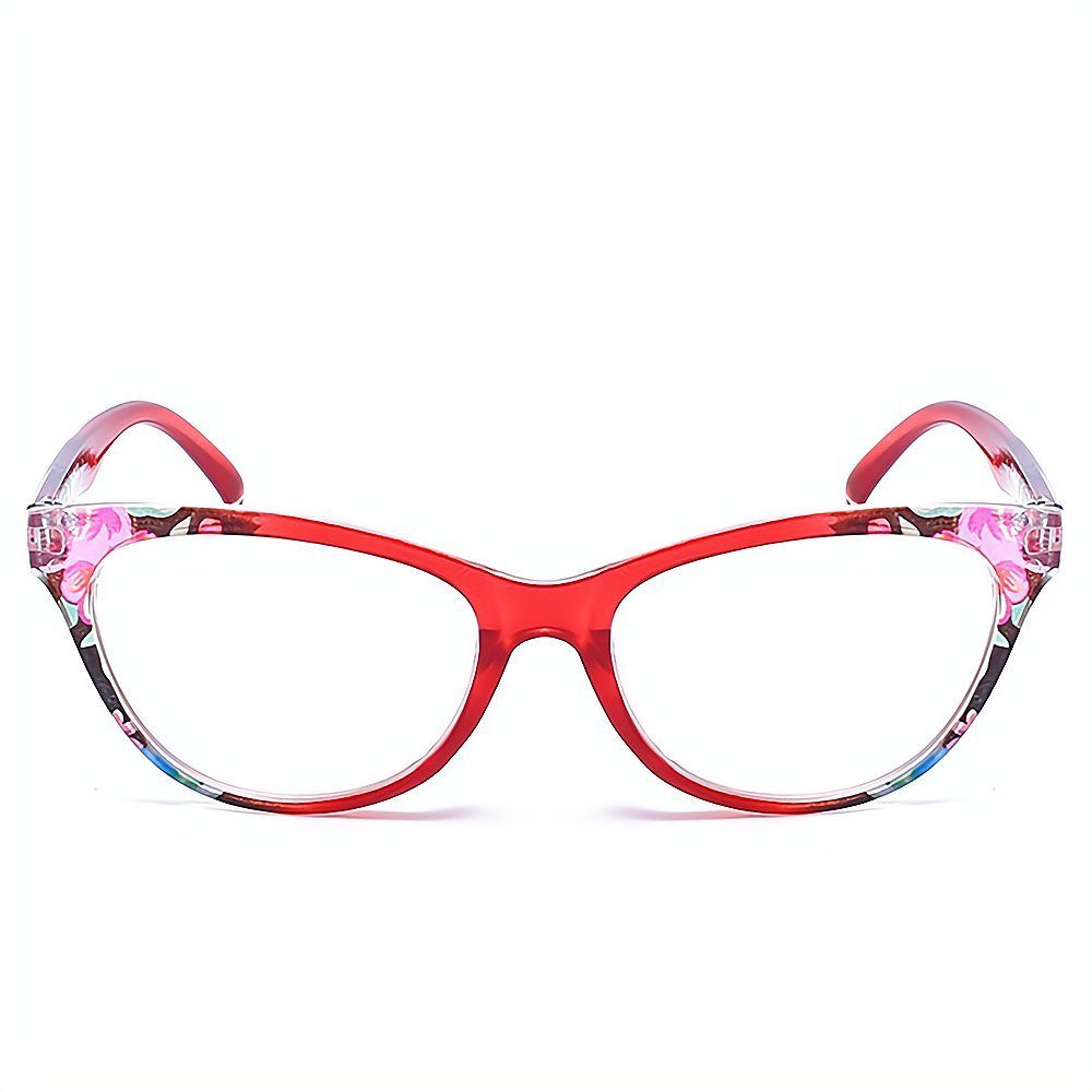 PACIEA Lesebrille Mode bedruckte Rahmen anti blaue presbyopische Gläser rot