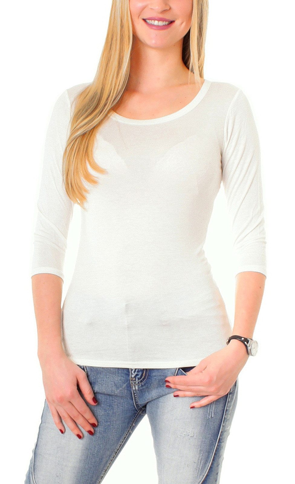 Muse Rundhalsshirt Basic T-Shirt Halbarm Skinny günstig online kaufen