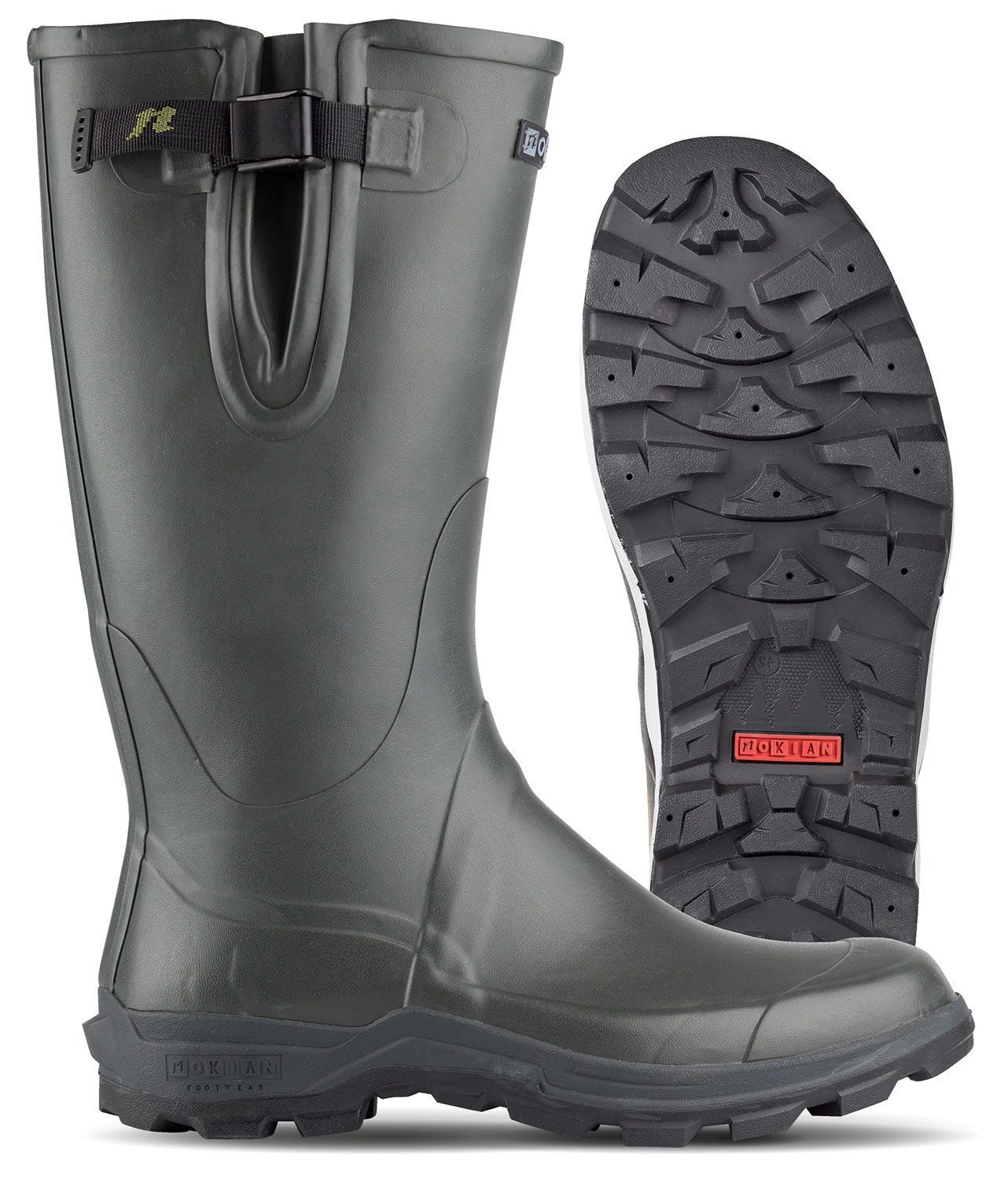 Nokian Footwear Koli dunkelolivgrün / Obermaterial & Sohle: Naturkautschuk Futter & Innensohle: Polyester Easy Entry: Stretch PU Gurt: Polyester Gummistiefel