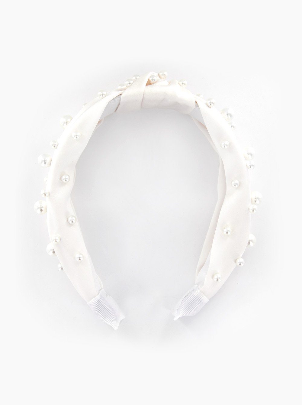 axy Haarreif Breiter Haarreif mit Perlen und Knoten - Satin bezogen, Vintage Damen Haareifen Haarband