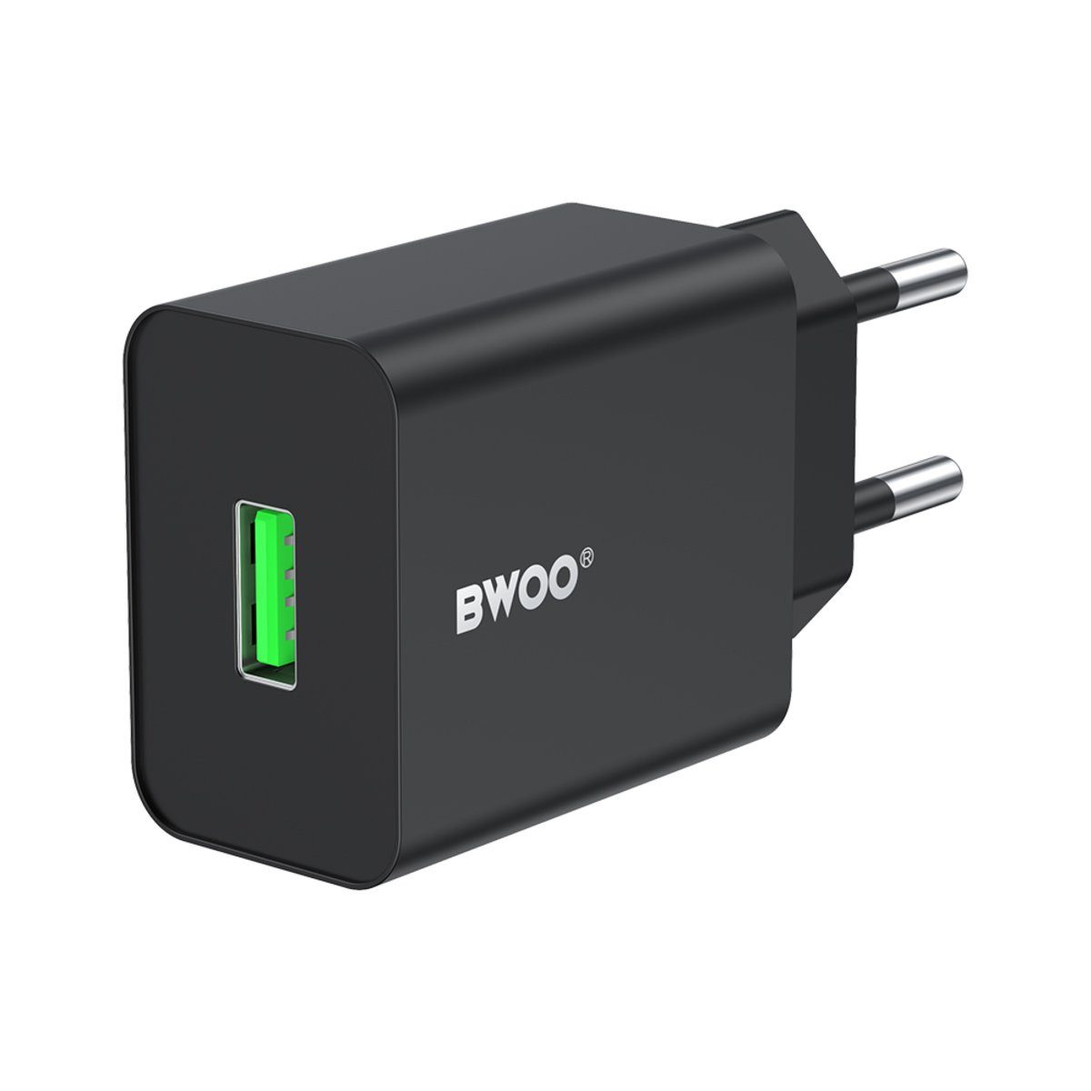Wisam BWOO Wandladegerät CDA249 5V 2,4A USB-A, schwarz Smartphone-Ladegerät
