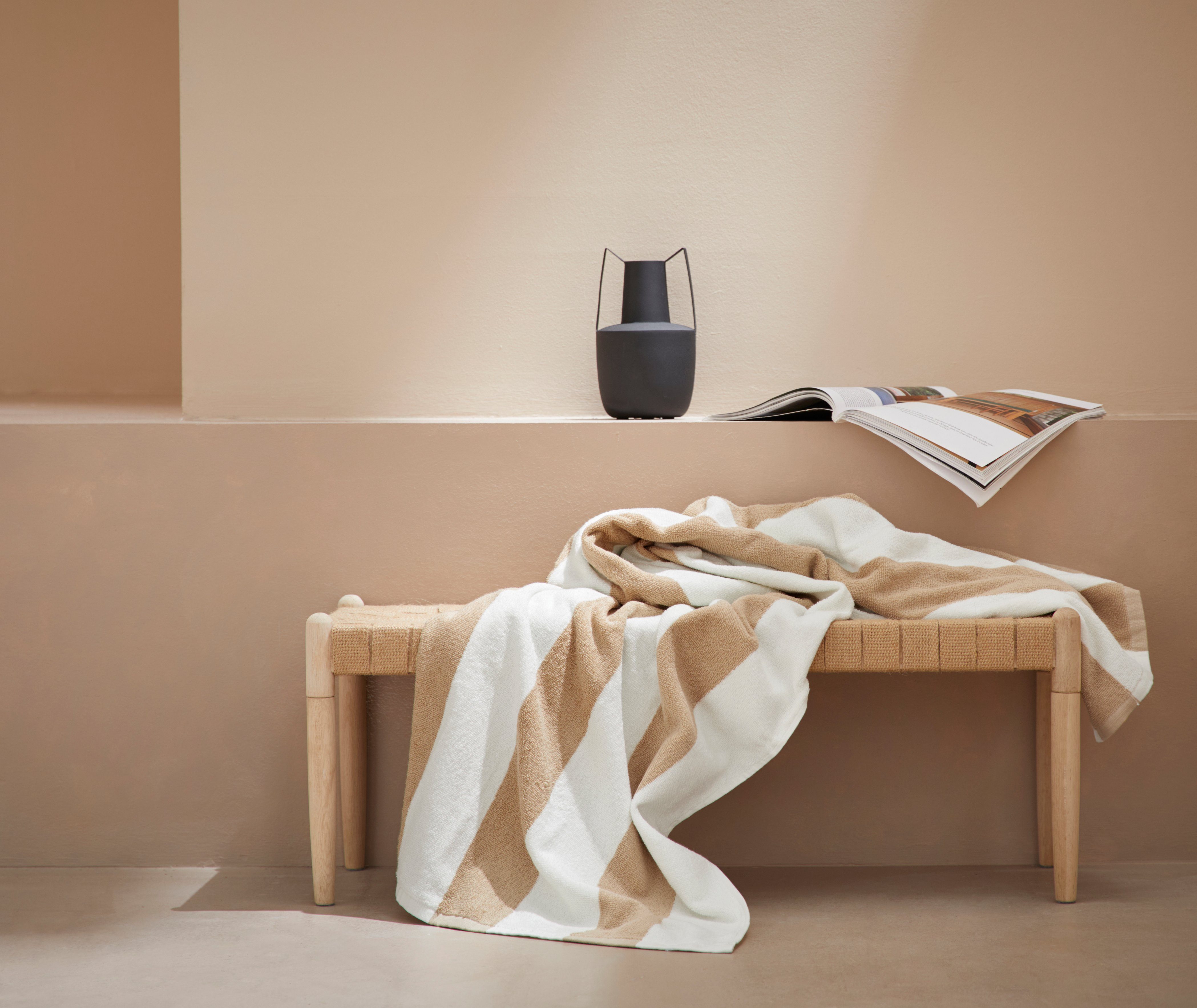 LeGer Home by Walkfrottee beige Strandtuch Lena Baumwolle aus Lija, mit 100% Streifen, Strandhandtuch modernen Gercke Handtuch (1-St)