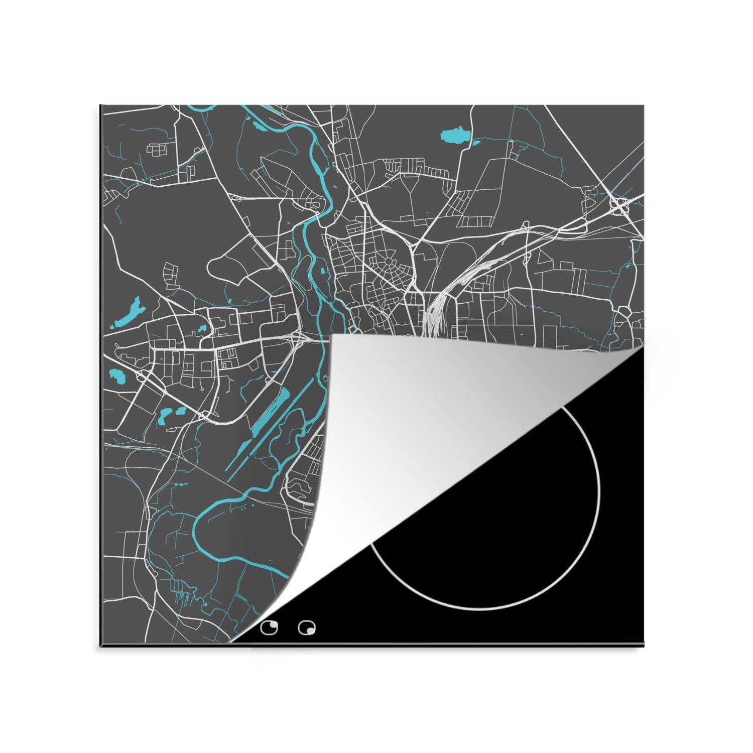 MuchoWow Herdblende-/Abdeckplatte Stadtplan - Halle - Deutschland - Karte, Vinyl, (1 tlg), 78x78 cm, Ceranfeldabdeckung, Arbeitsplatte für küche