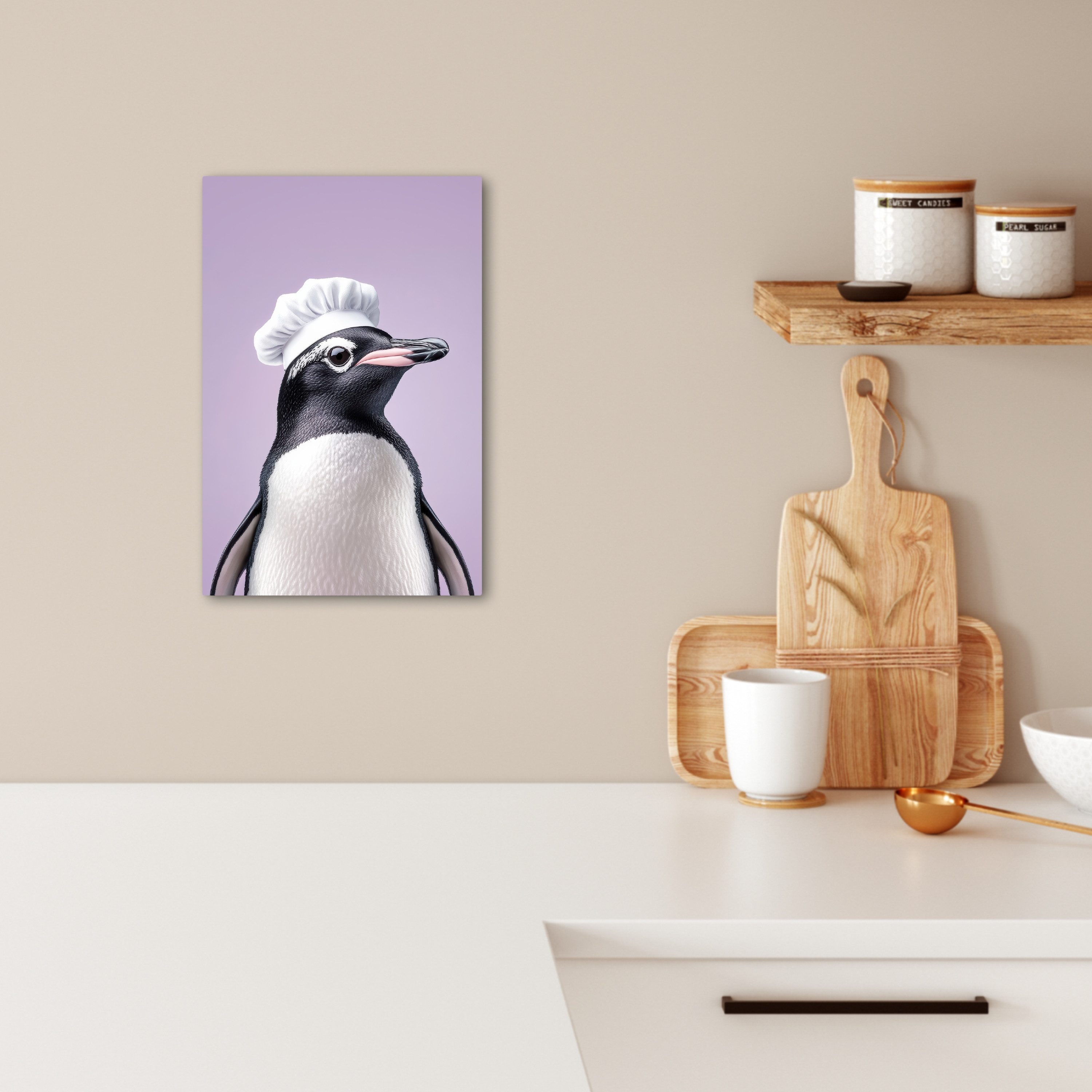OneMillionCanvasses® Leinwandbild Pinguin - Kochmütze - günstig online kaufen