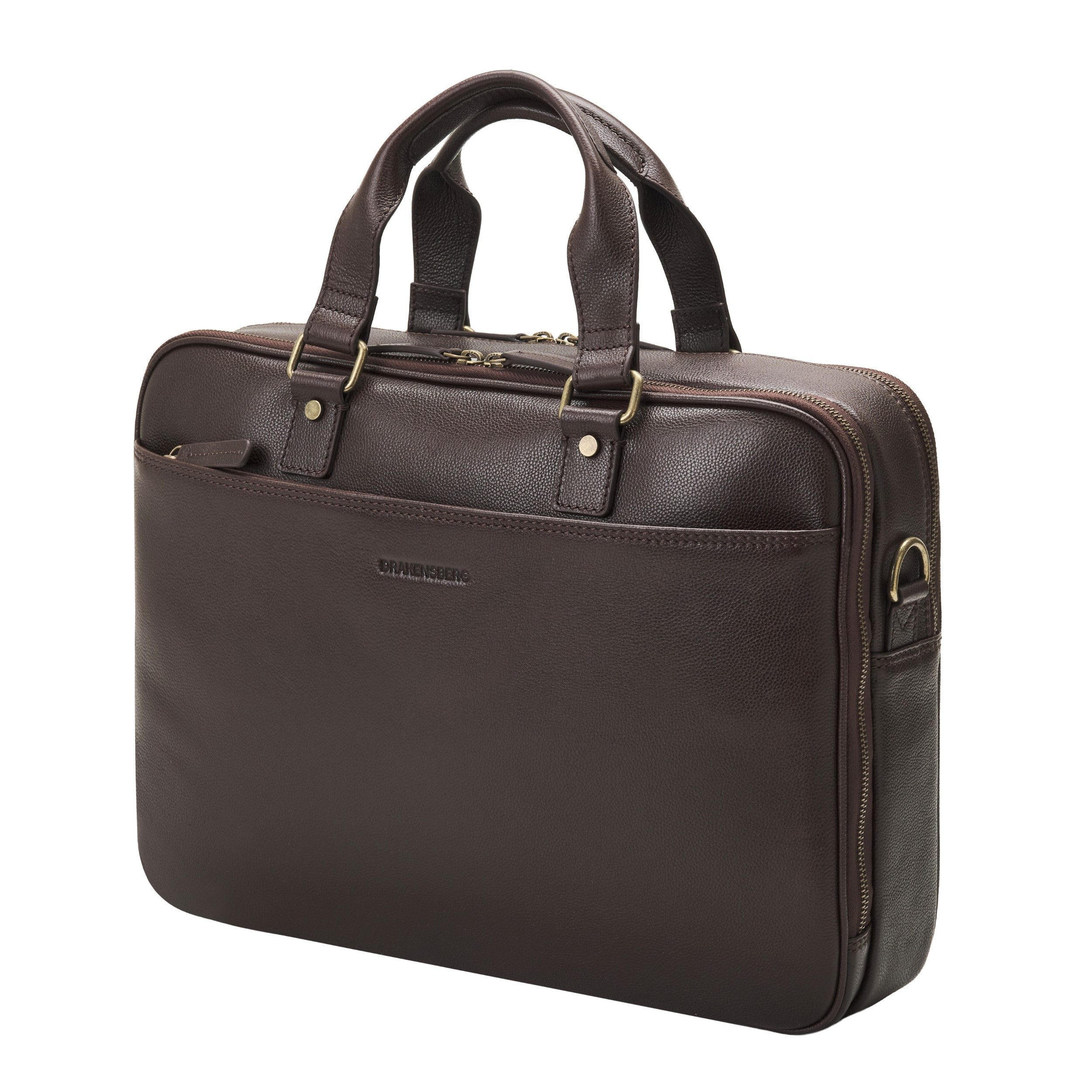 DRAKENSBERG Laptoptasche Aktentasche »Aurelio« Schoko-Braun, Herren, groß, aus luxuriösem Leder, elegant und modern