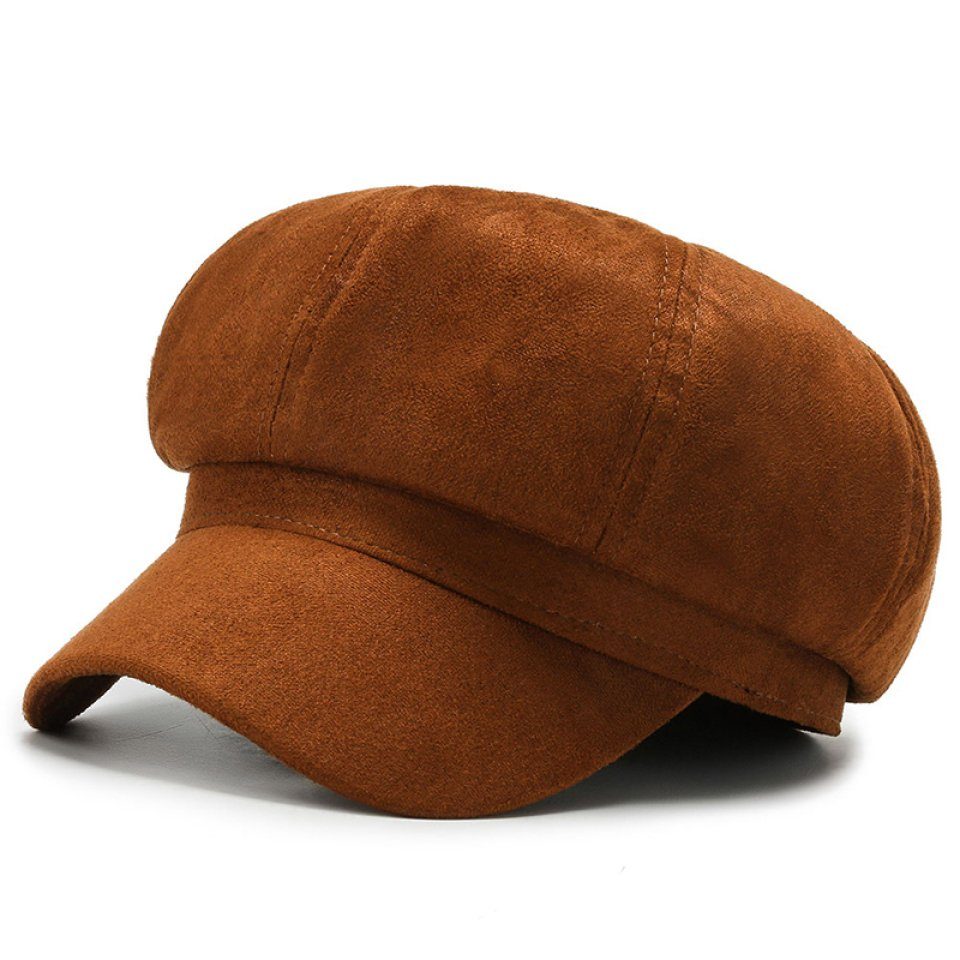 Blusmart Baskenmütze Modischer Hut, Mehrzweck-Freizeit-Baskenmütze, Tragbar Wildleder Karamell