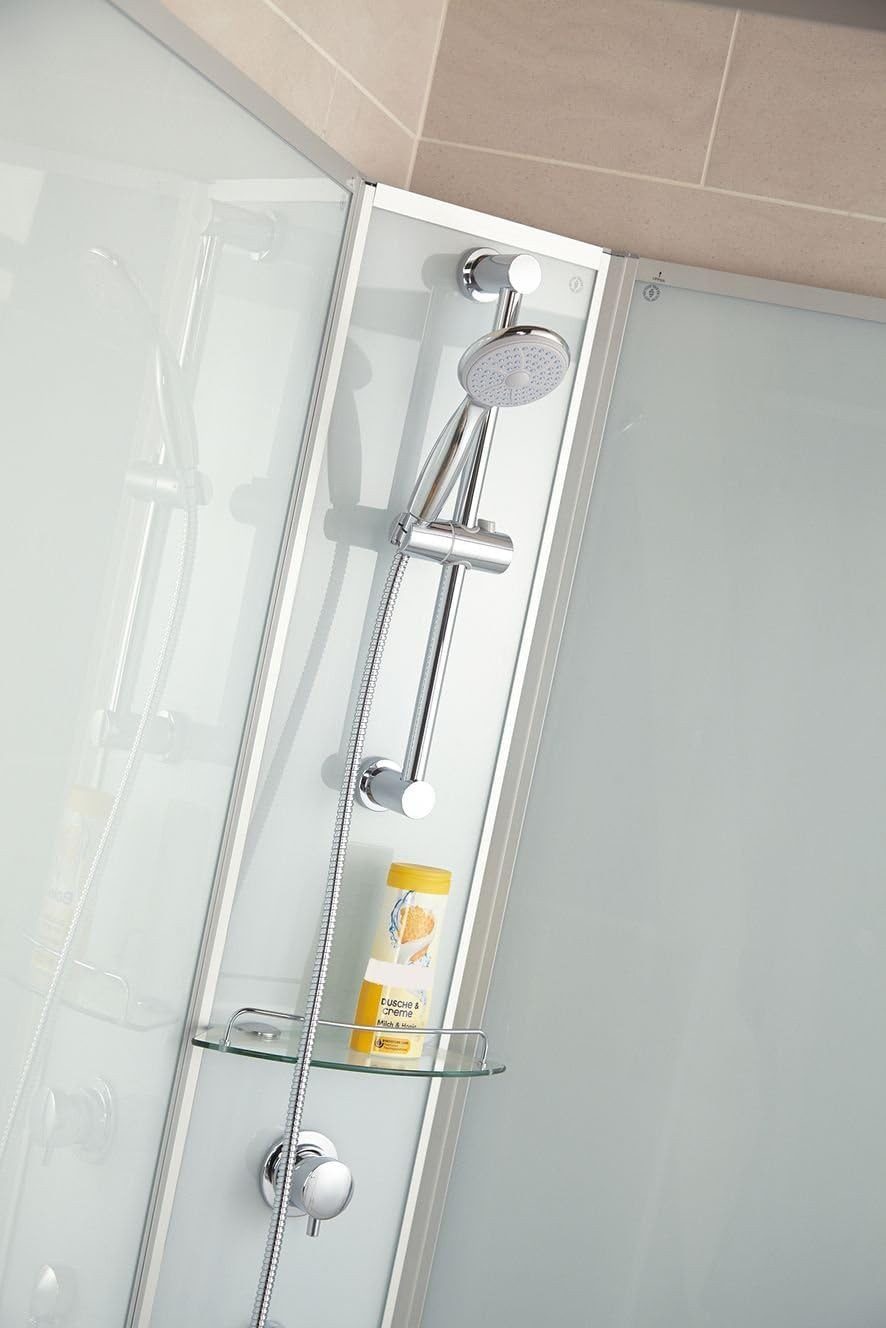 Schulte Ibiza complete shower unit, WxL: 90x160 cm, 5 mm safety glass, complete set, incl. shower tray (13.5 cm high), corner shower, sliding door