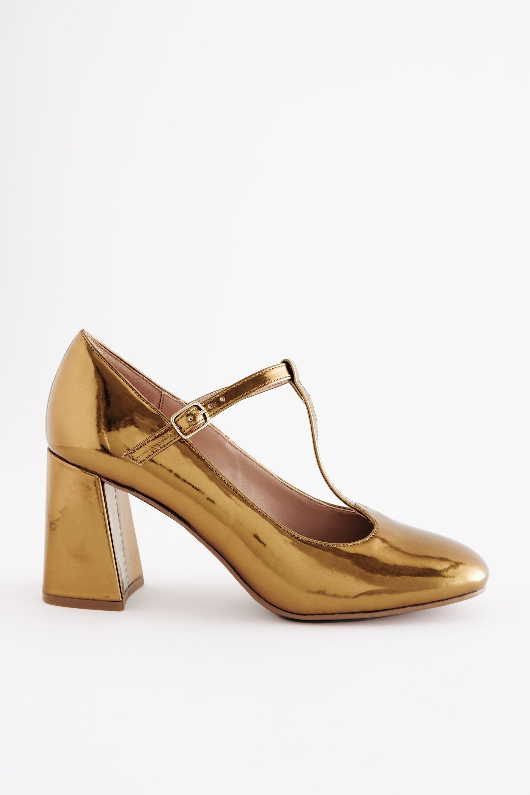 Next Forever Comfort Schuhe mit T-Steg und Blockabsatz Pumps (1-tlg) Gold