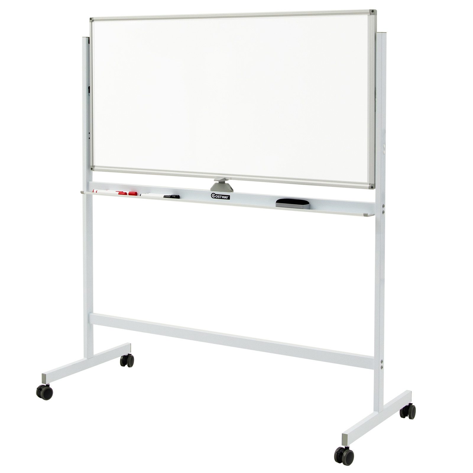 COSTWAY Magnettafel, doppelseitig, verstellbar, abwischbar, 120x60cm