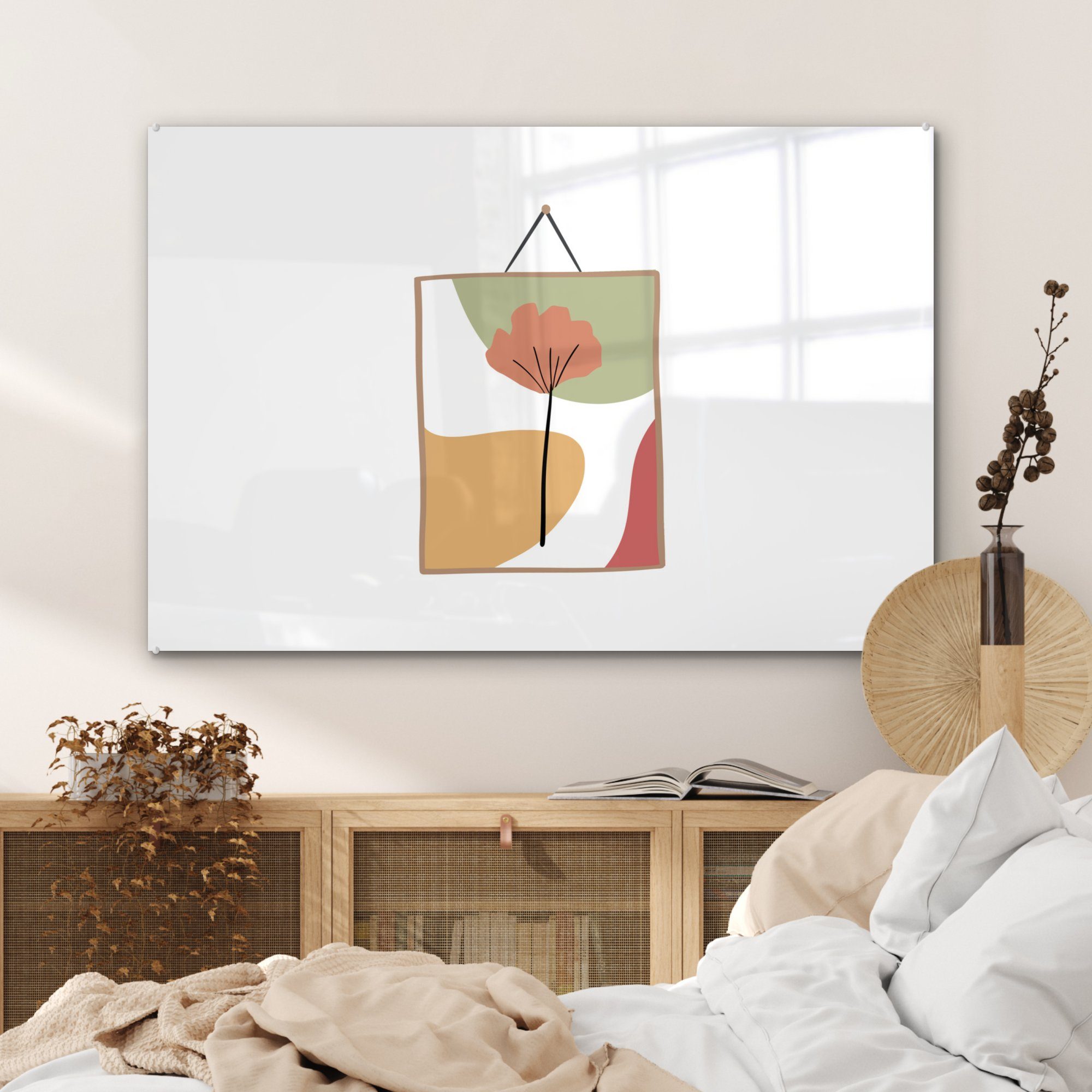 MuchoWow Blatt Rahmen & - Acrylglasbild St), - Schlafzimmer Pastell, (1 Wohnzimmer Acrylglasbilder