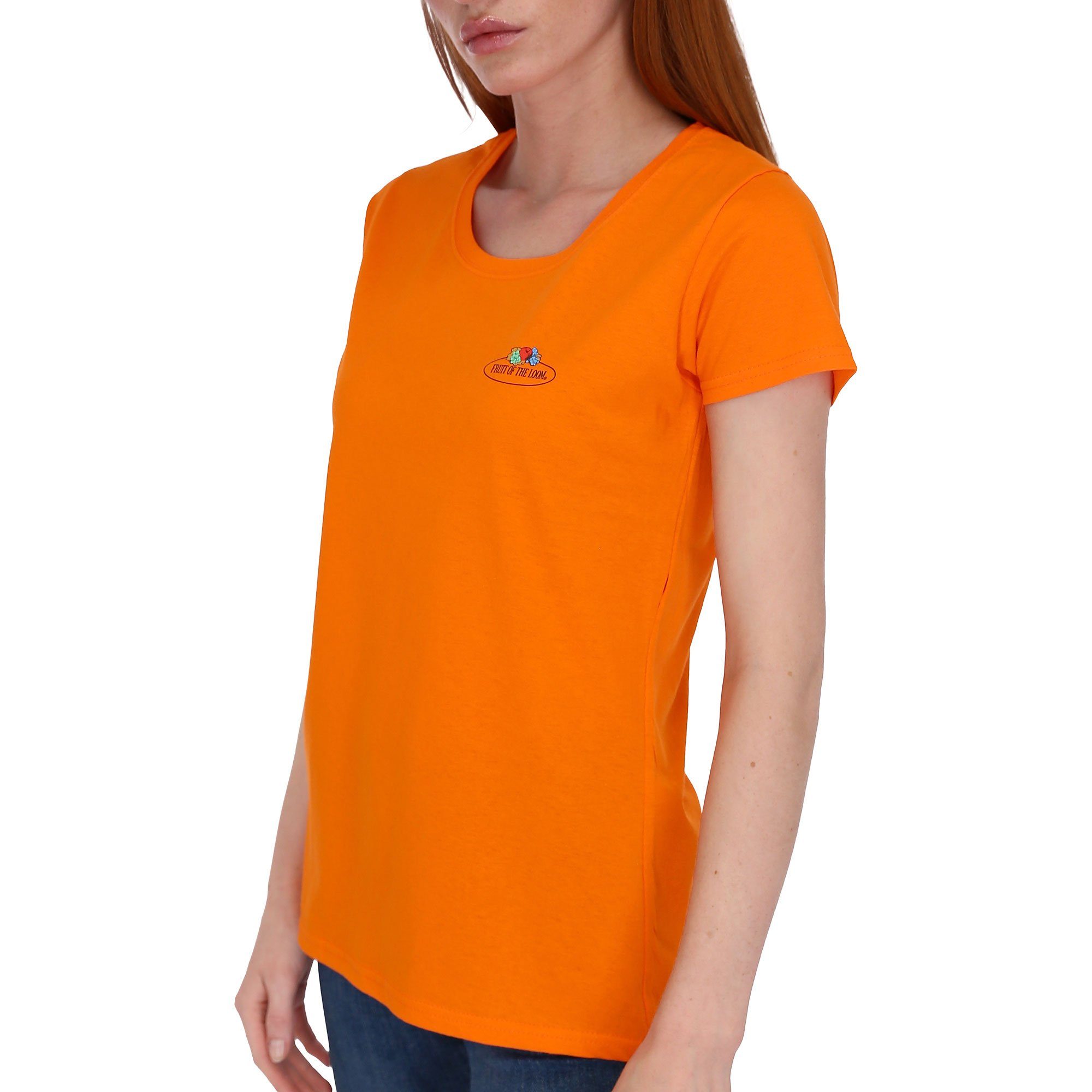 Fruit of the Loom Rundhalsshirt Damen T-Shirt mit Vintage-Logo orange