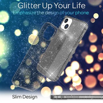 Nalia Smartphone-Hülle Apple iPhone 13, Klare Glitzer Hülle / Silikon Transparent / Glitter Cover / Bling Case
