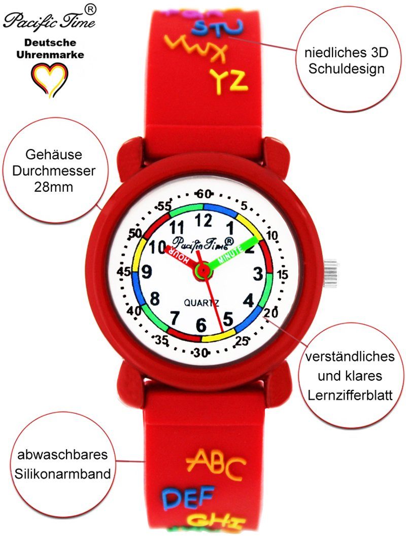 Kinder Gratis ABC Lernuhr Silikonarmband, Versand Quarzuhr Time rot Pacific Armbanduhr