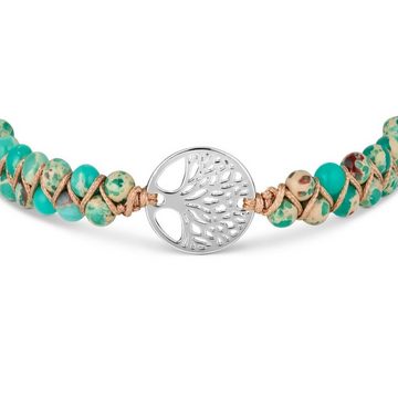 BENAVA Armband Yoga Armband - Jaspis Edelstein Perlen mit Lebensbaum Anhänger, Handgemacht