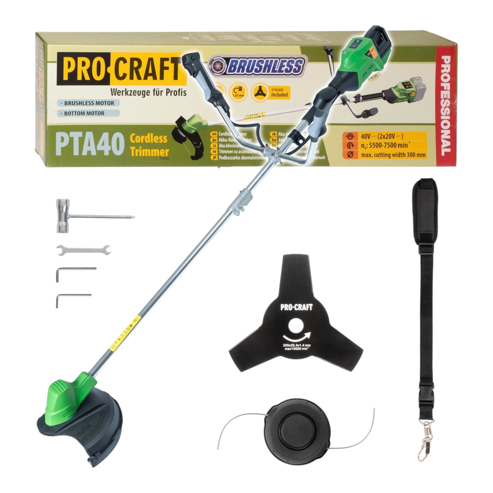 PRO CRAFT Akku-Freischneider PTA40 40 V (2x 20 V) 300 mm Brushless - ohne Akku, ohne Ladegerät