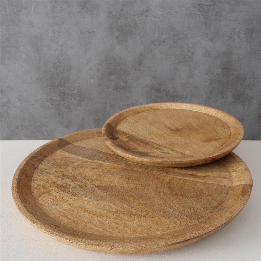 BOLTZE Tablett Maino 2er Set, Holzteller aus Mango Holz Serviertablett für Dekoration