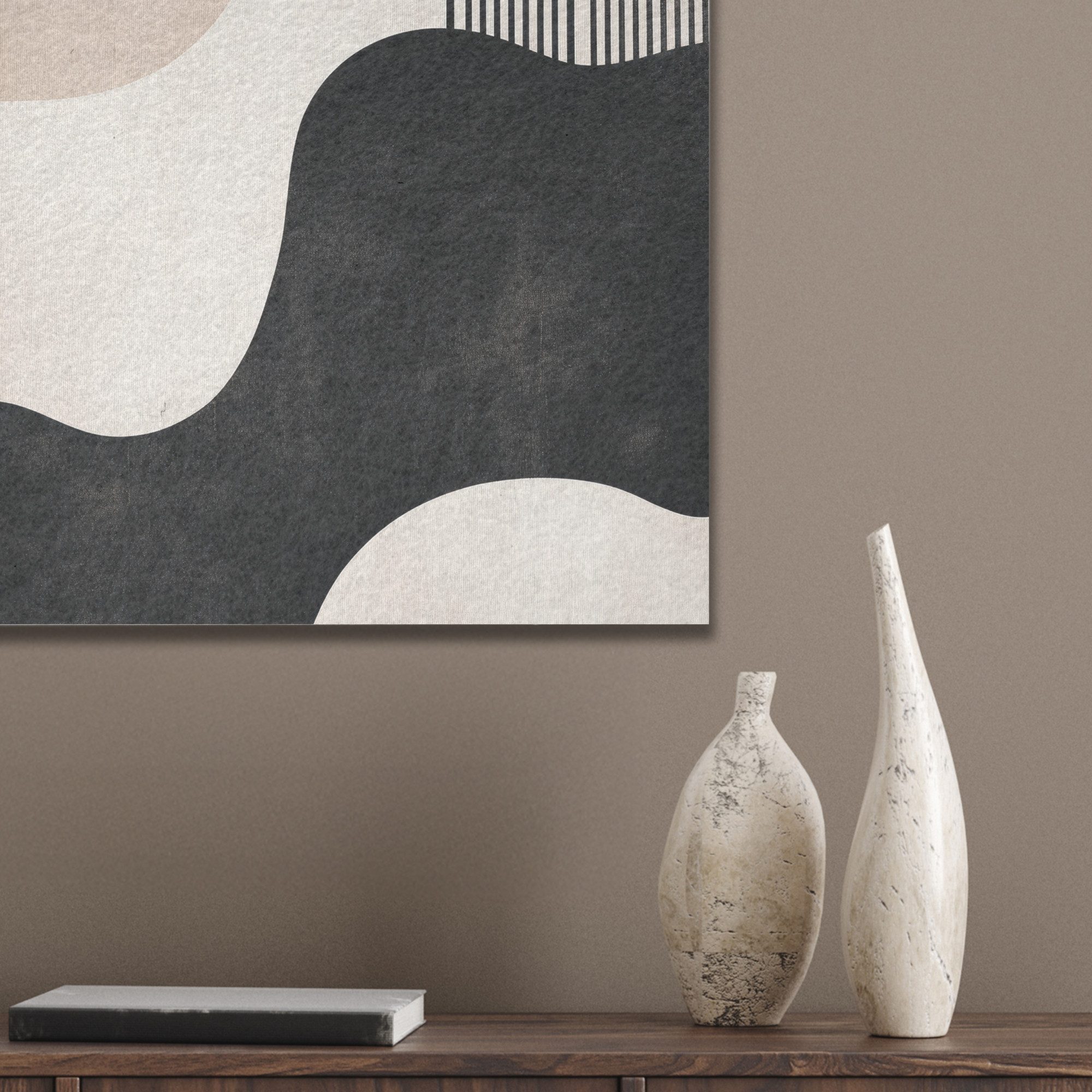 MuchoWow Gemälde Abstrakt - Japandi - Beige - Modern, Fotodruck (1 St), Akustikpaneele, Wandpaneele, Schalldämmung, Akustikbilder 30x40 cm