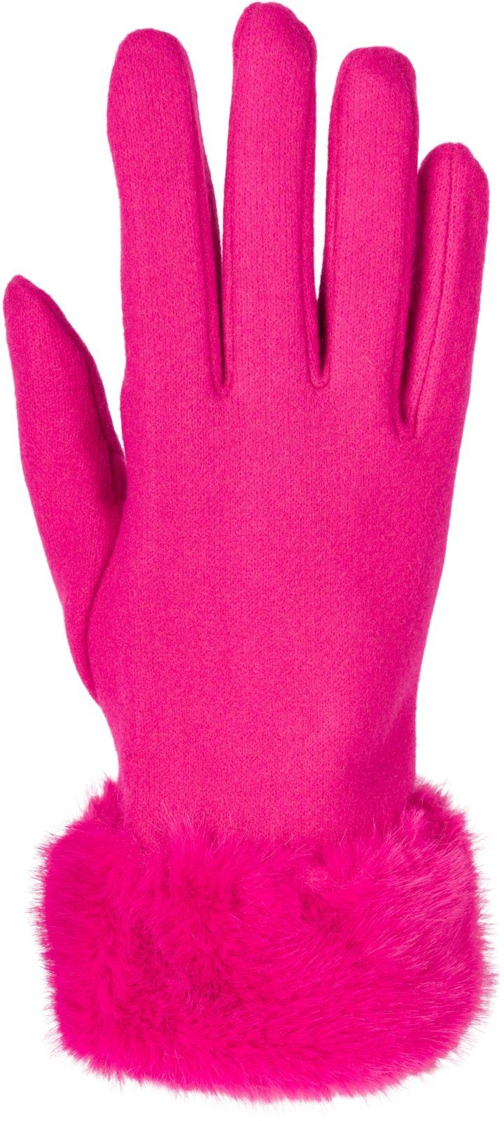Unifarbene Pink mit Touchscreen Fleecehandschuhe Handschuhe styleBREAKER Kunstfell