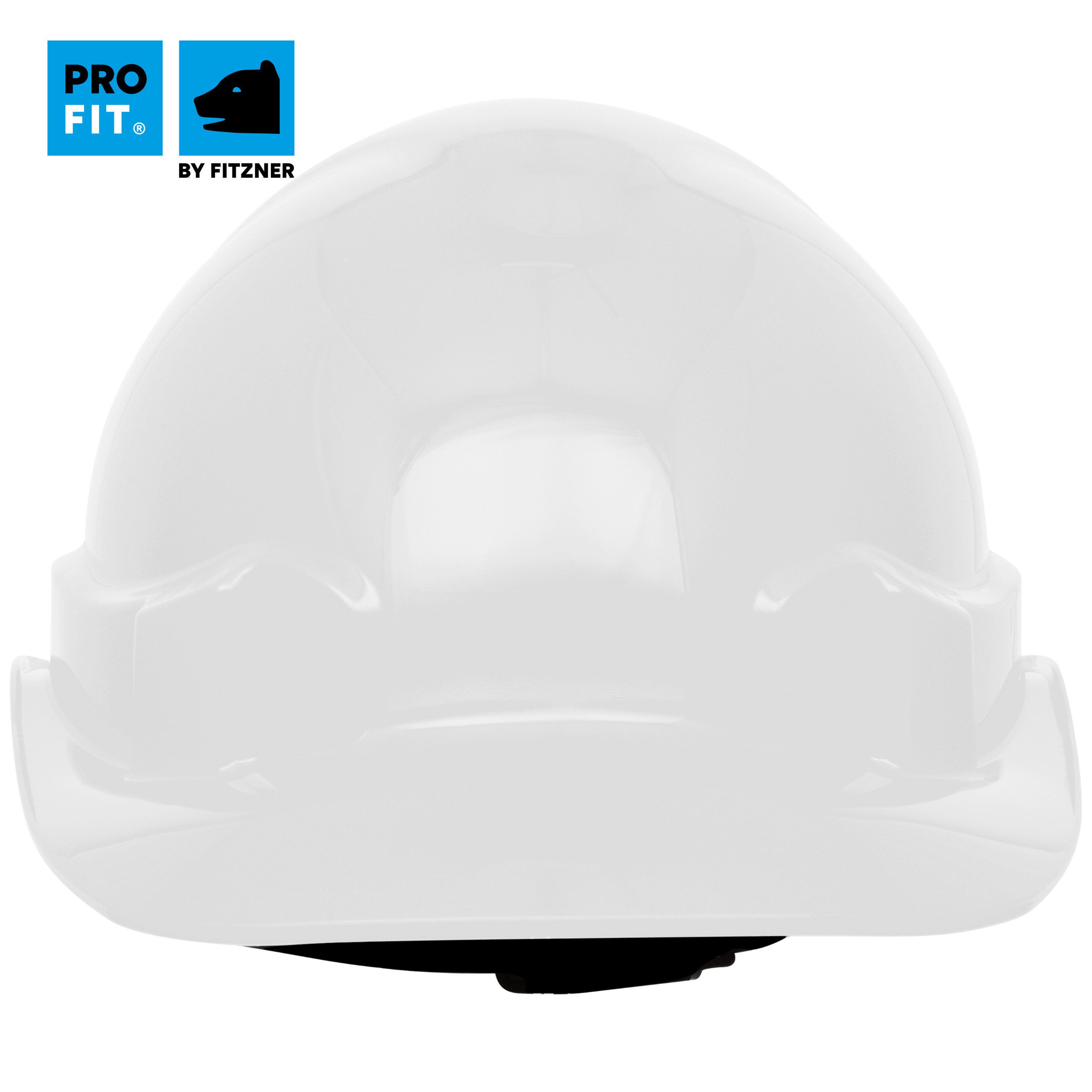 PRO FIT Sicherheitshelm Pro Cap, Arbeitsschutzhelm, PE-Schutzhelm für die Baustelle, Weiß (1, Stück), 6-Punkt-Textil-Bänderung, Nackenschutz, Push-Lock-System