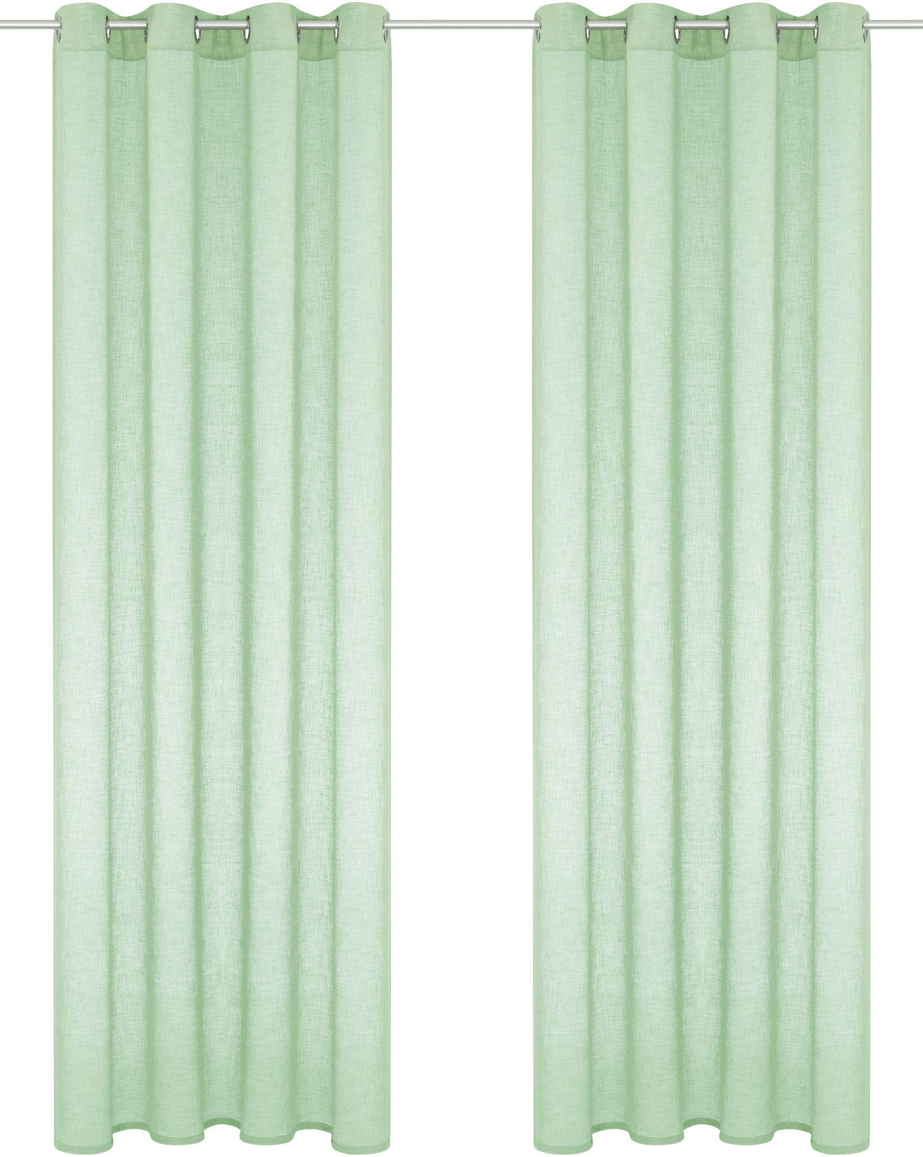 Gardine Fiete, andas, Ösen St), (1 Größen monochrom, halbtransparent, halbtransparent, grün verschiedene gewebt