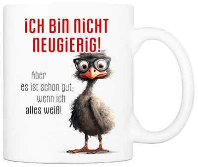 Cadouri Tasse ICH BIN NICHT NEUGIERIG Bürotasse, Kaffeetasse mit Spruch - Geschenk, Keramik, humorvolle Tasse, beidseitig bedruckt, handgefertigt, 330 ml