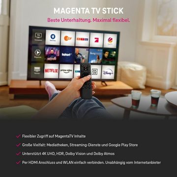 Deutsche Telekom Streaming-Stick MagentaTV Stick TV WLAN - Android 12 - Netflix, Disney+, RTL+, DAZN, (Kompatibel mit Google Assistant), 4K UHD, HDR, Dolby Vision,Dolby Atmos, 2160p, WiFI