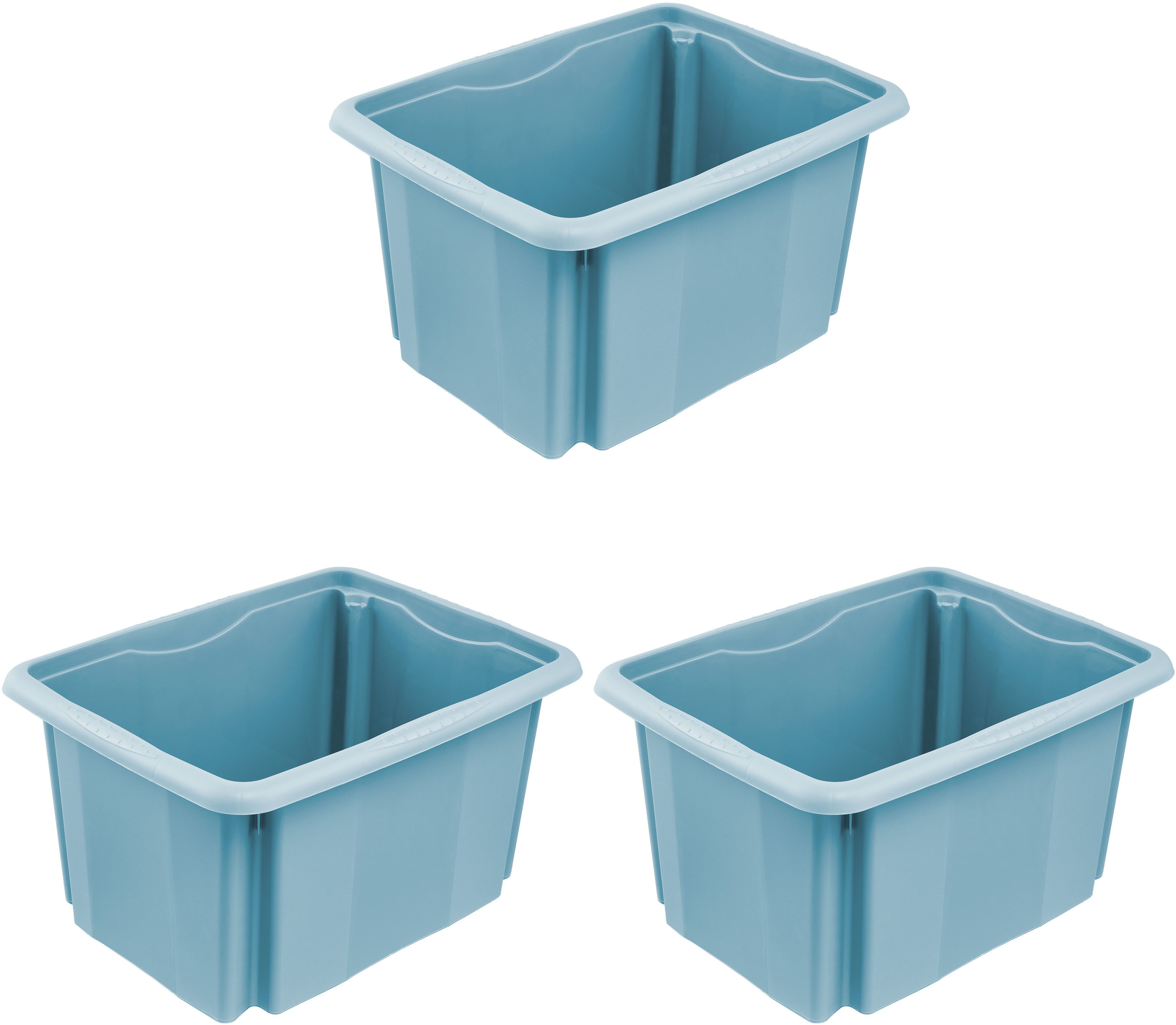 keeeper Aufbewahrungsbox Emil, 3er Set, 15 L, 38 x 28,5 x 20,5 cm (Set, 3 St), ineinander und aufeinander stapelbar