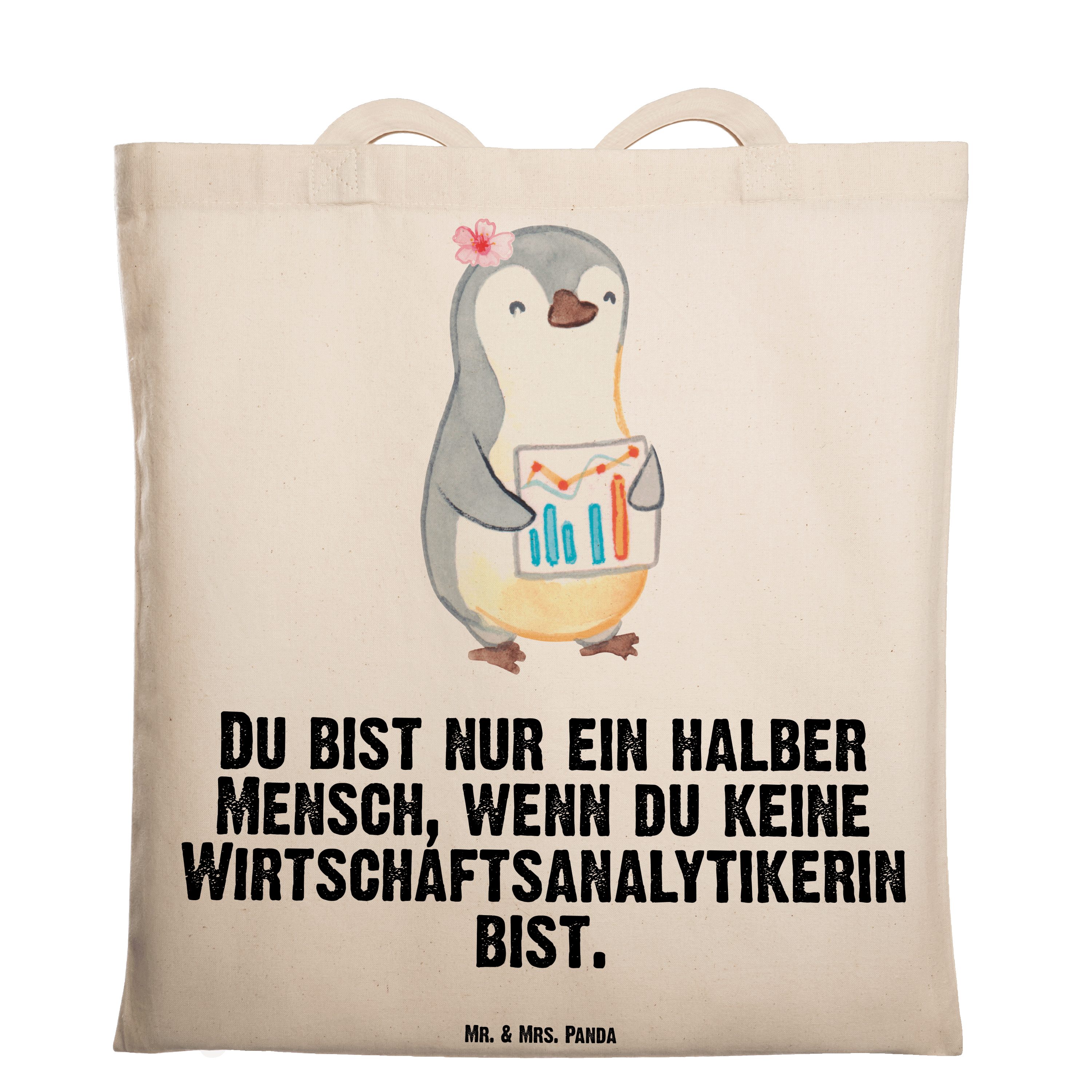 Mr. & Mrs. Panda Tragetasche Wirtschaftsanalytikerin mit Herz - Transparent - Geschenk, Firma, Dan (1-tlg)