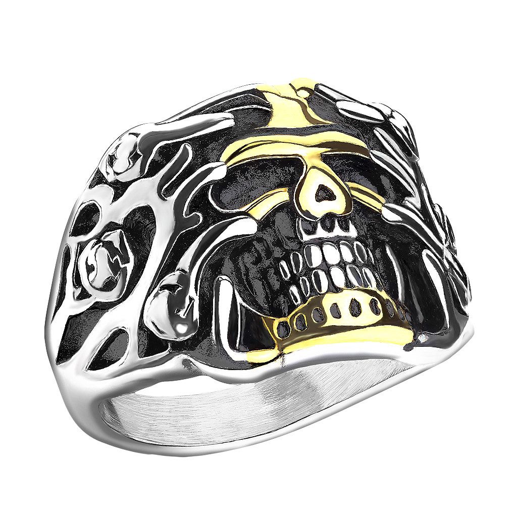 Taffstyle Fingerring Ring Totenkopf Schädel Biker Rocker Edelstahl Silber G günstig online kaufen