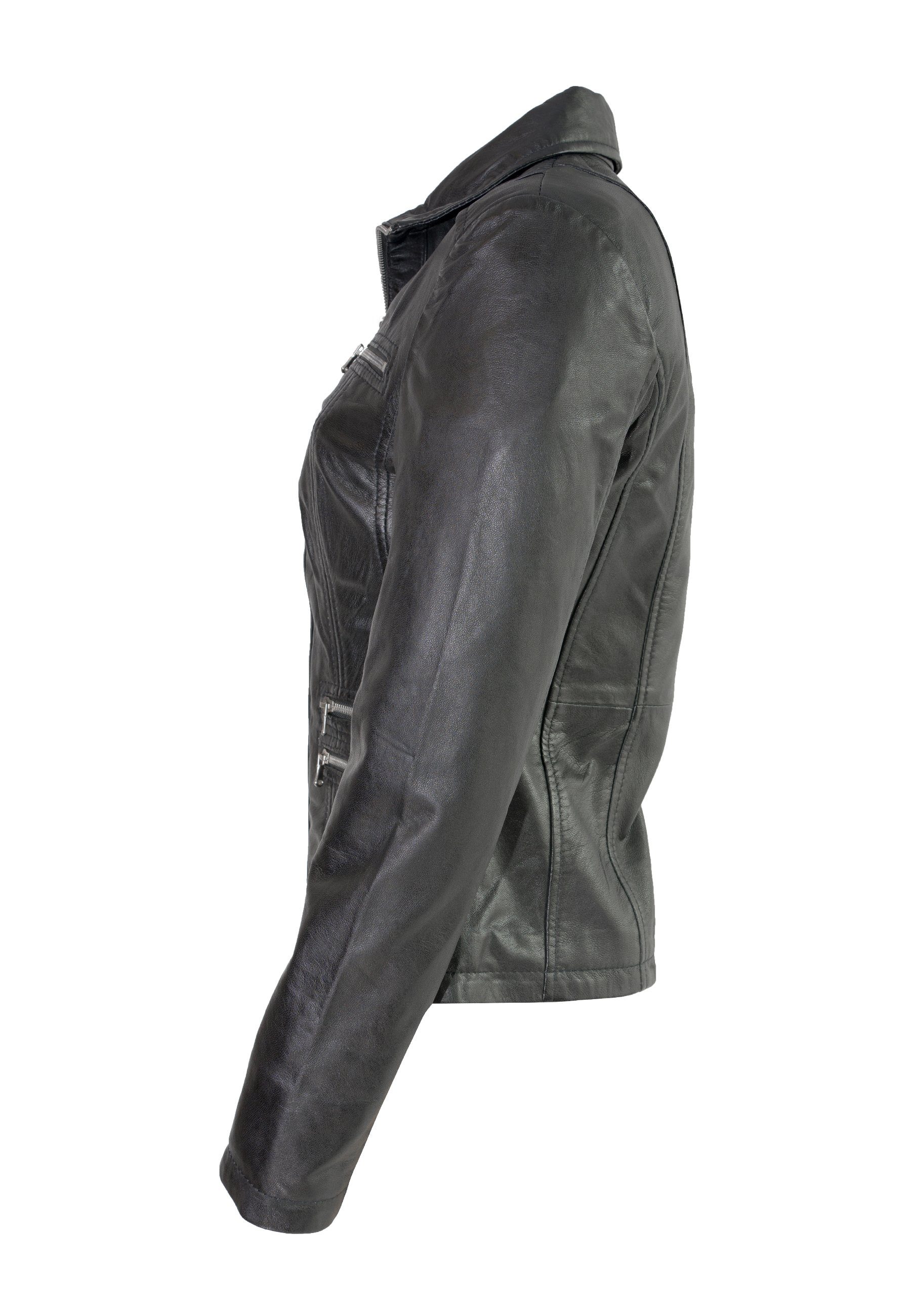 Lolus Lederjacke Clara Klassisch elegante Damen Lederjacke aus weichem Lammnappa Leder