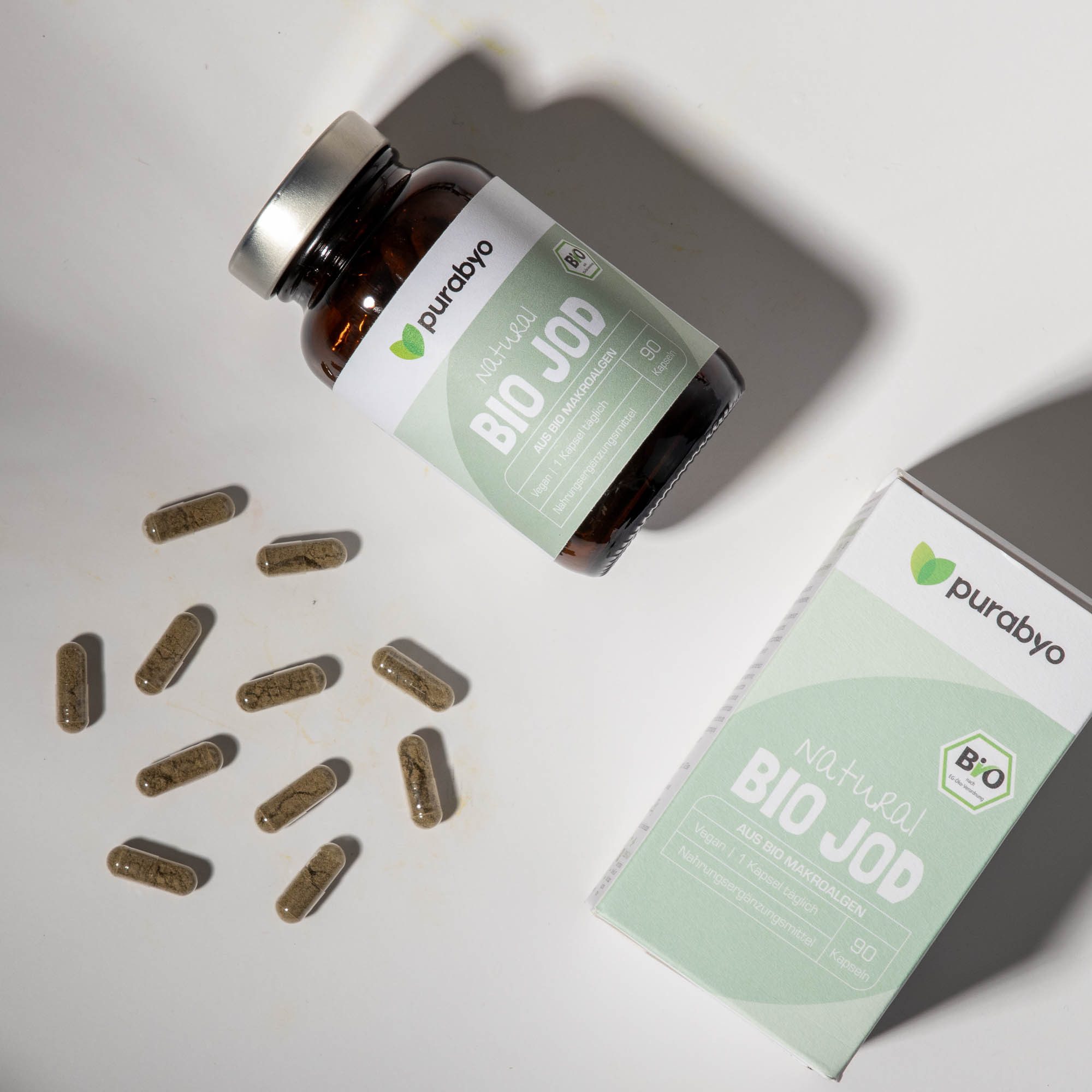 Purabyo BIO Jod Kapseln, Algen europäischer Herkunft, laborgeprüft, im Glas Kapseln, 1 er 90 St., 28 g