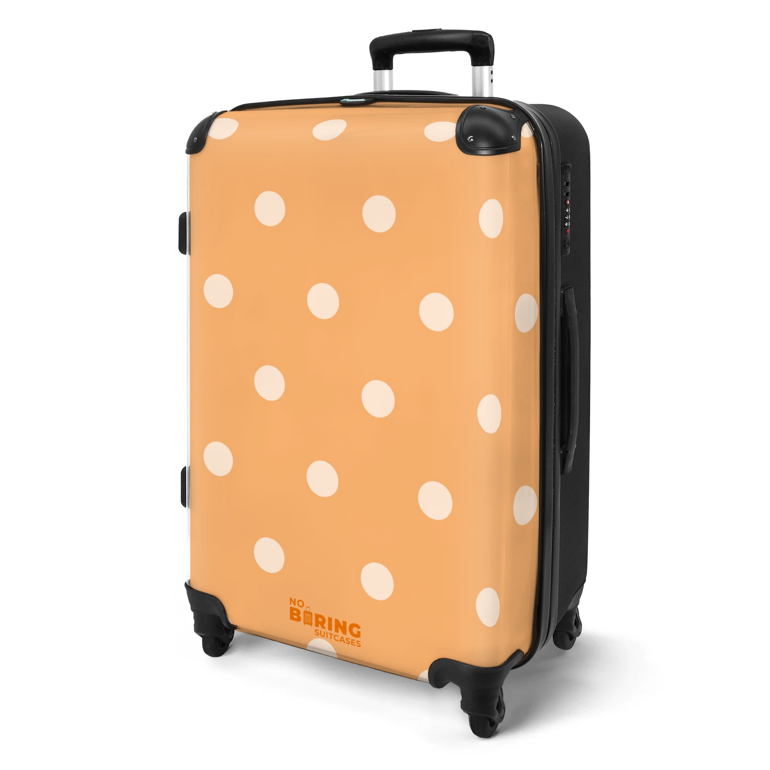 NoBoringSuitcases.com© Hartschalen-Trolley Orangefarbenes Tupfenmuster 67 c günstig online kaufen