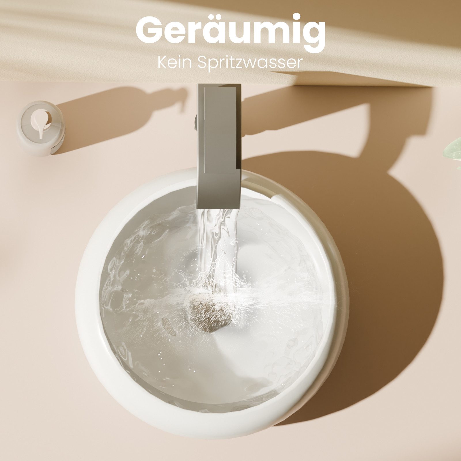 Thumbnail - EMKE Aufsatzwaschbecken Keramik Waschbecken Rund Gäste-WC Handwaschbecken/Bad Aufsatzbecken, Breite 36.4 cm, Waschtisch ...