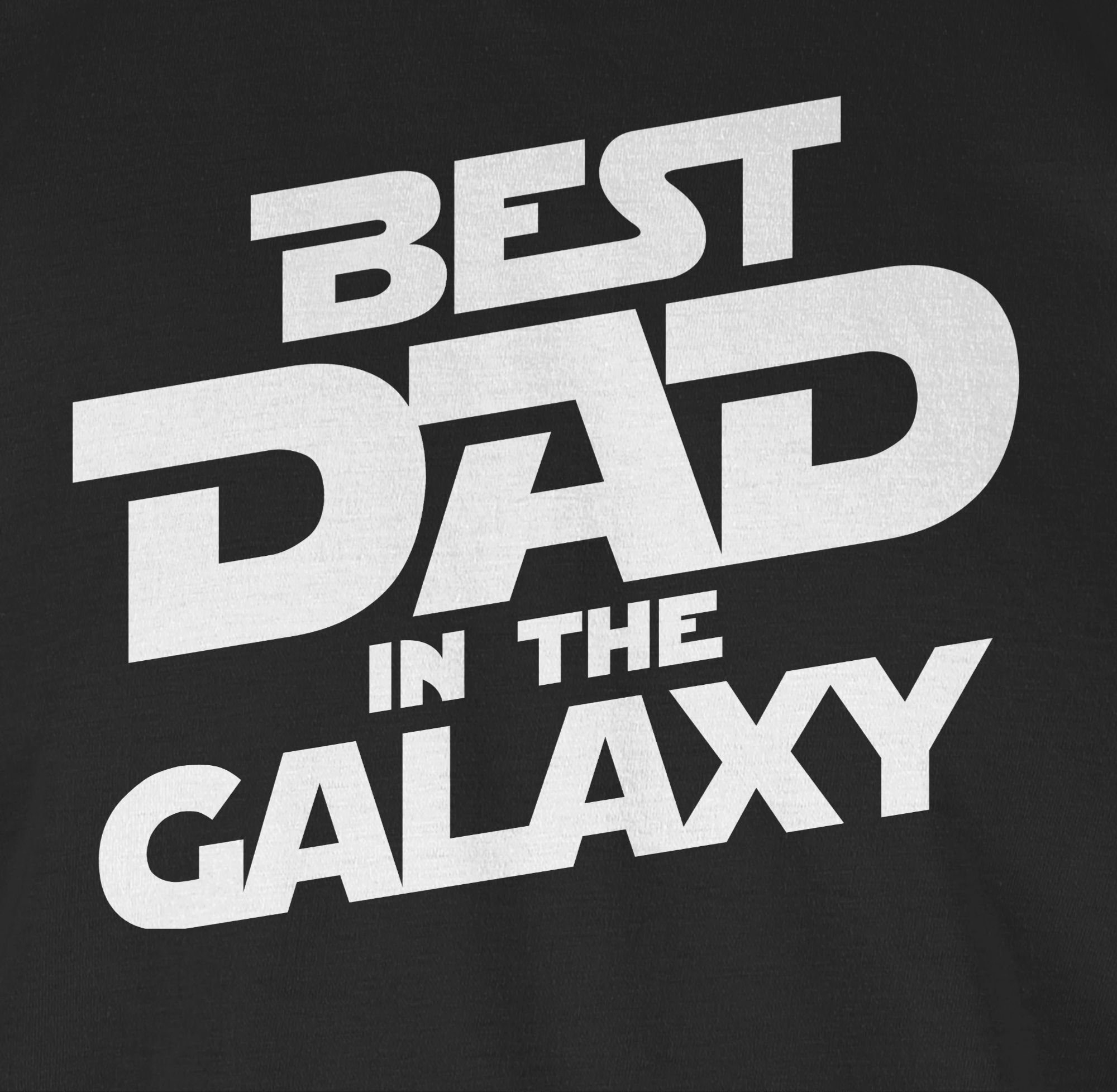 Shirtracer T-Shirt Best dad in the Papa weiß Schwarz galaxy Vatertag Geschenk für 01