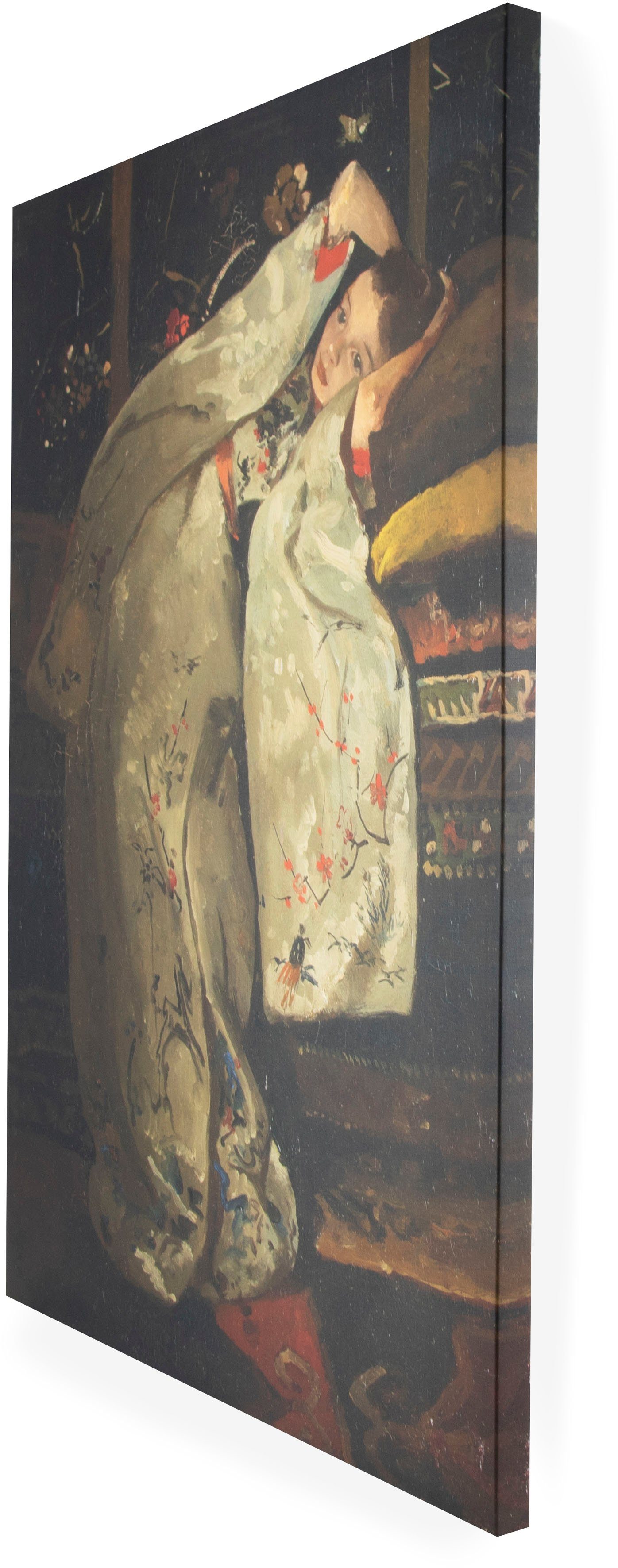 Art for the 70x100cm weißem Leinwandbild home in Kimono, Mädchen