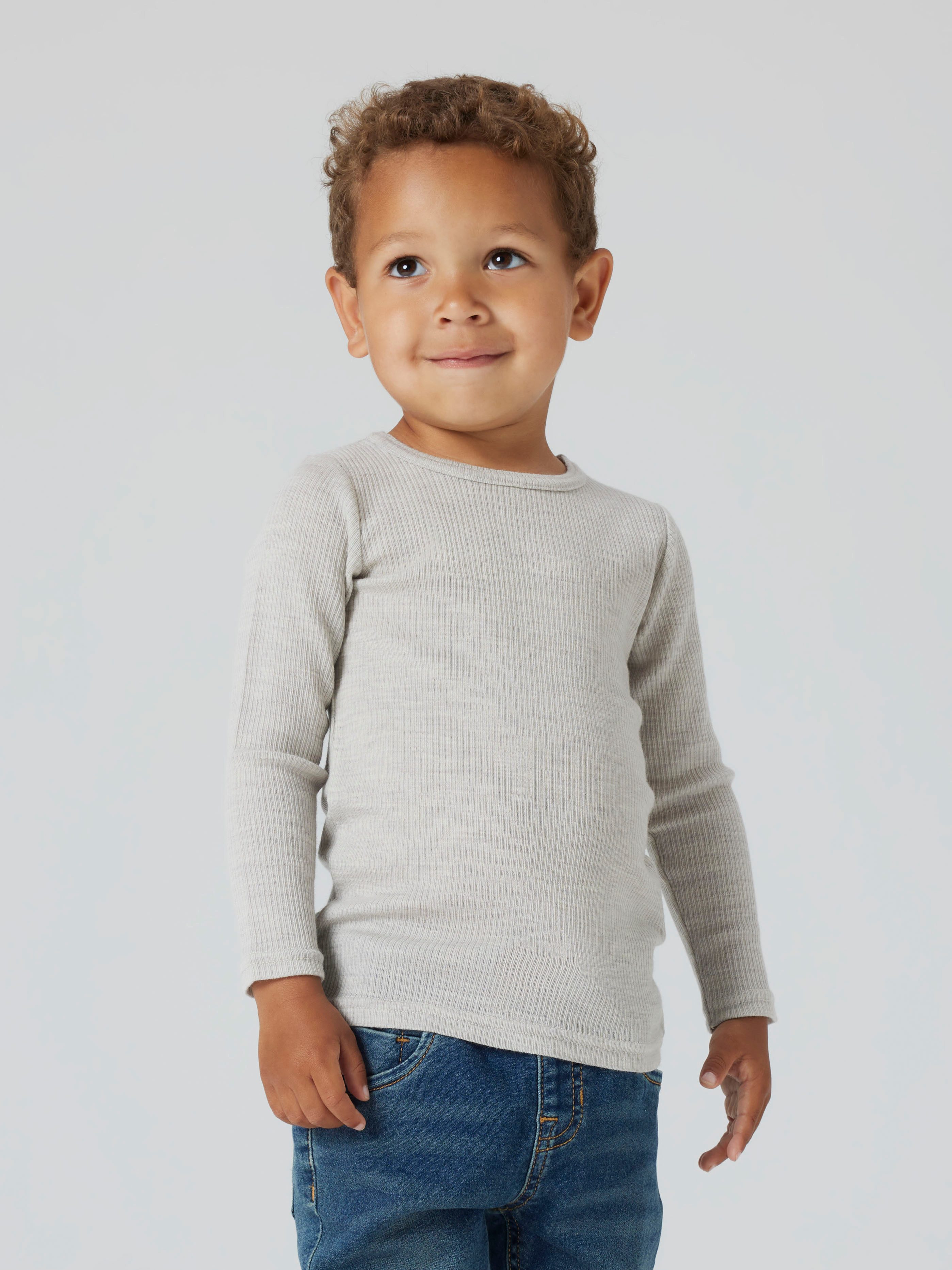 Name It Langarmshirt NMNWAX WOOL RIB LS TOP NOOS aus reiner Merinowolle