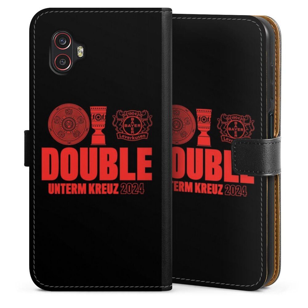 DeinDesign Handyhülle Bayer 04 Leverkusen Meister Pokal Double Sieg 2024, Samsung Galaxy XCover 6 Pro Hülle Handy Flip Case Wallet Cover