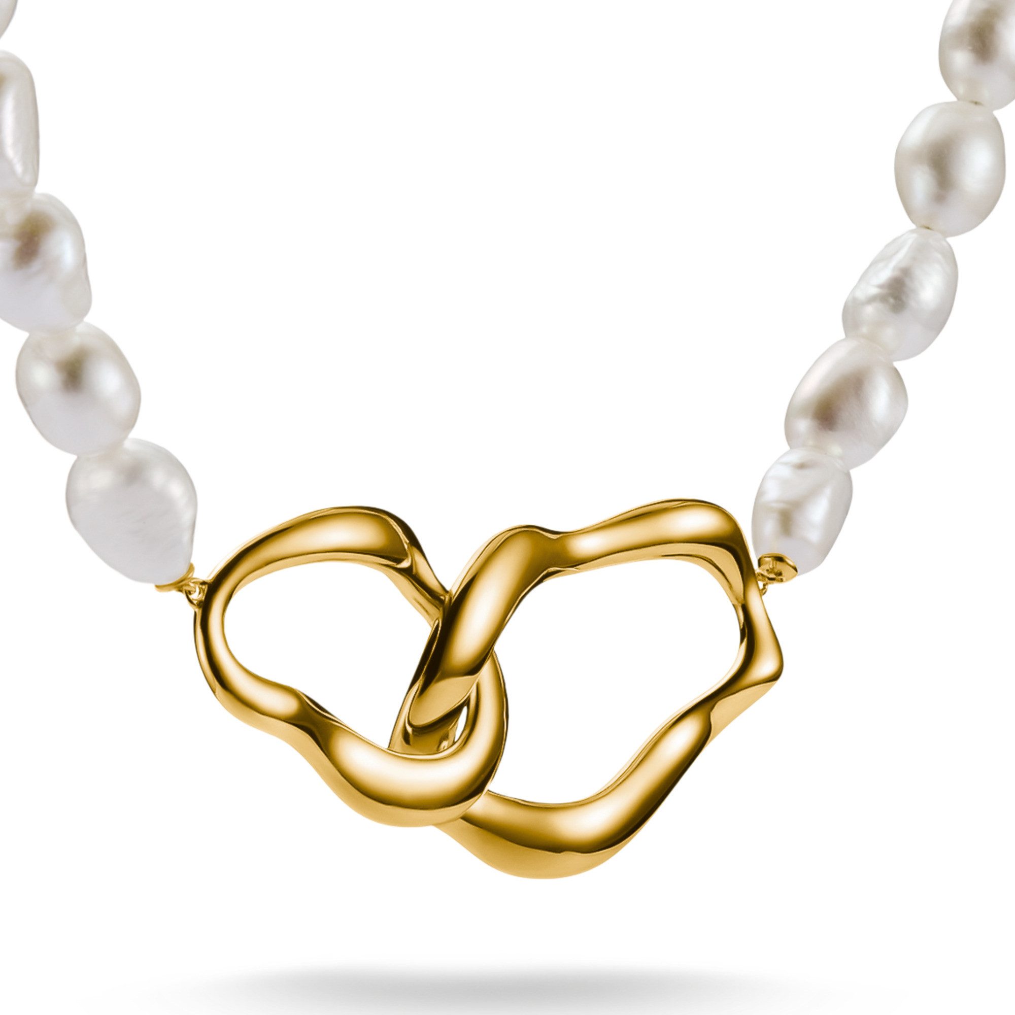 THOMAS SABO Kette mit Anhänger Natural Beauty Kette mit organisch geformtem Anhänger, Bold Elegance, mit Süßwasserzuchtperle