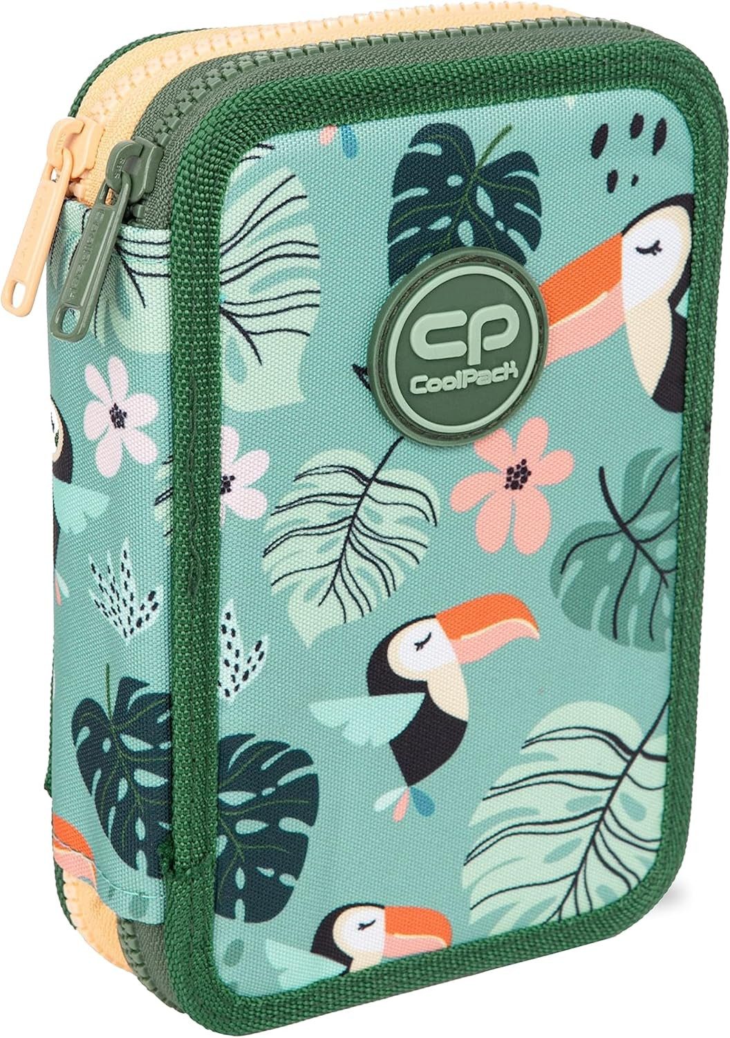 GOLDKIDS Federmäppchen COOLPACK 2-fache Federtasche Federmappe, (Toucans Tukane 35-teilig Schüleretui Stifte, 1-tlg., und Pinsel Fanartikel inkl. Aufgabenheft), Federbox Etui Stiftetasche Schlamper-Etui Schul-Etui
