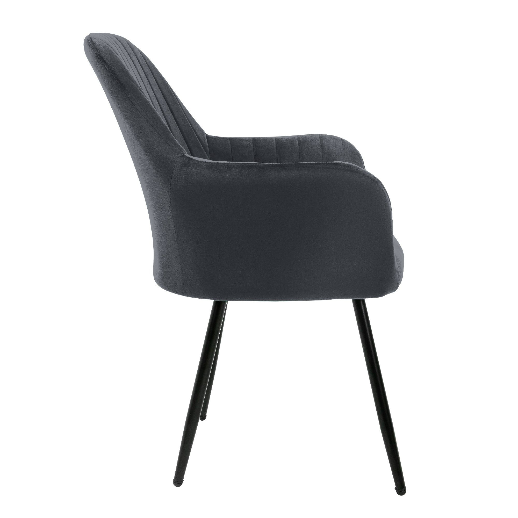 ML-DESIGN Stuhl Esszimmerstühle Küchenstühle Polsterstühle mit Ergonomische Wohnzimmerstühle, Set Samtbezug Grau 4er Metallbeinen