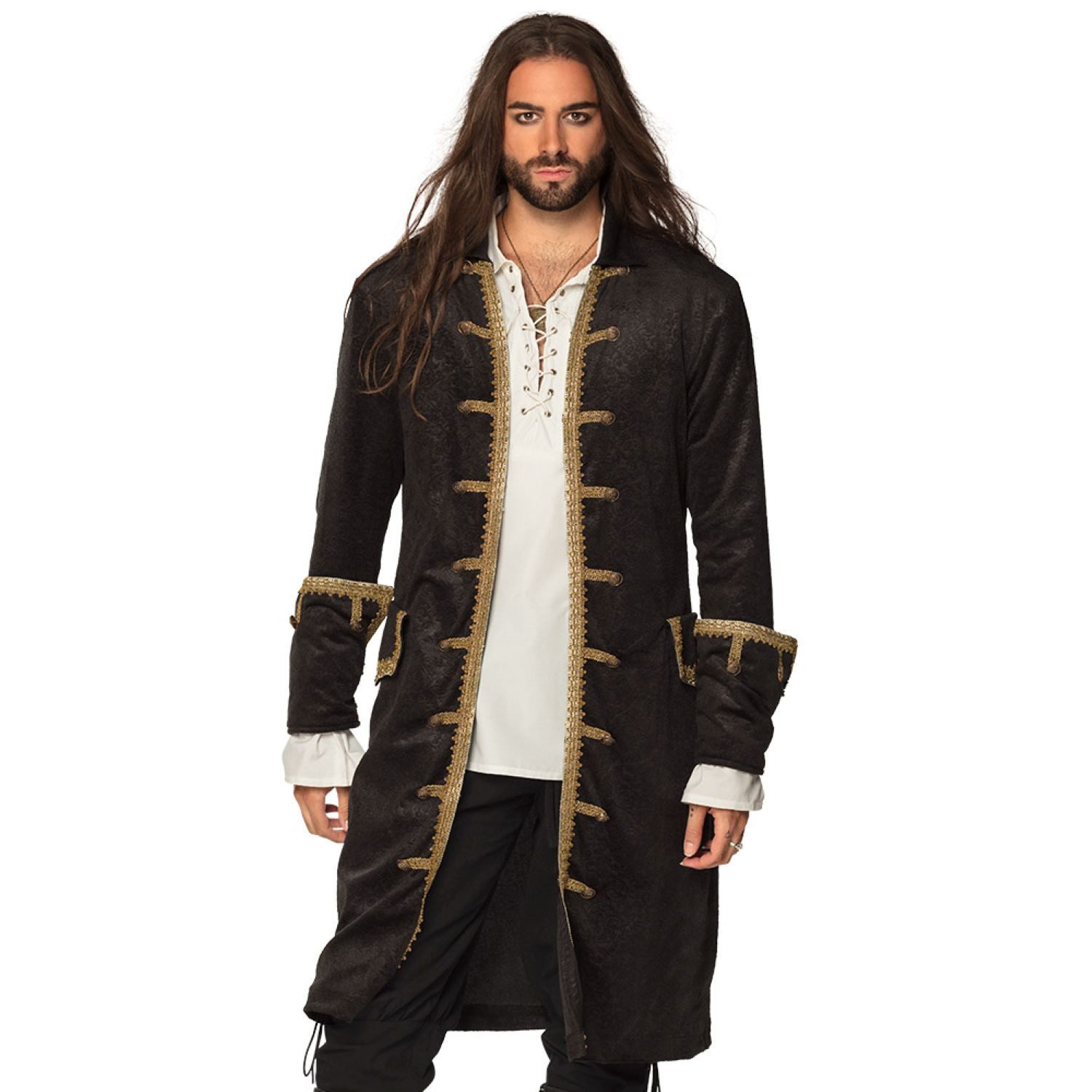 Boland Piraten-Kostüm Jacke 'Pirat' für Herren, Schwarz Gold günstig online kaufen