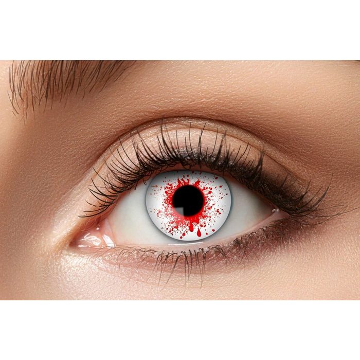 Eyecatcher Farblinsen Bloodshot 3 Farbige Linsen ohne Stärke weiß/rot