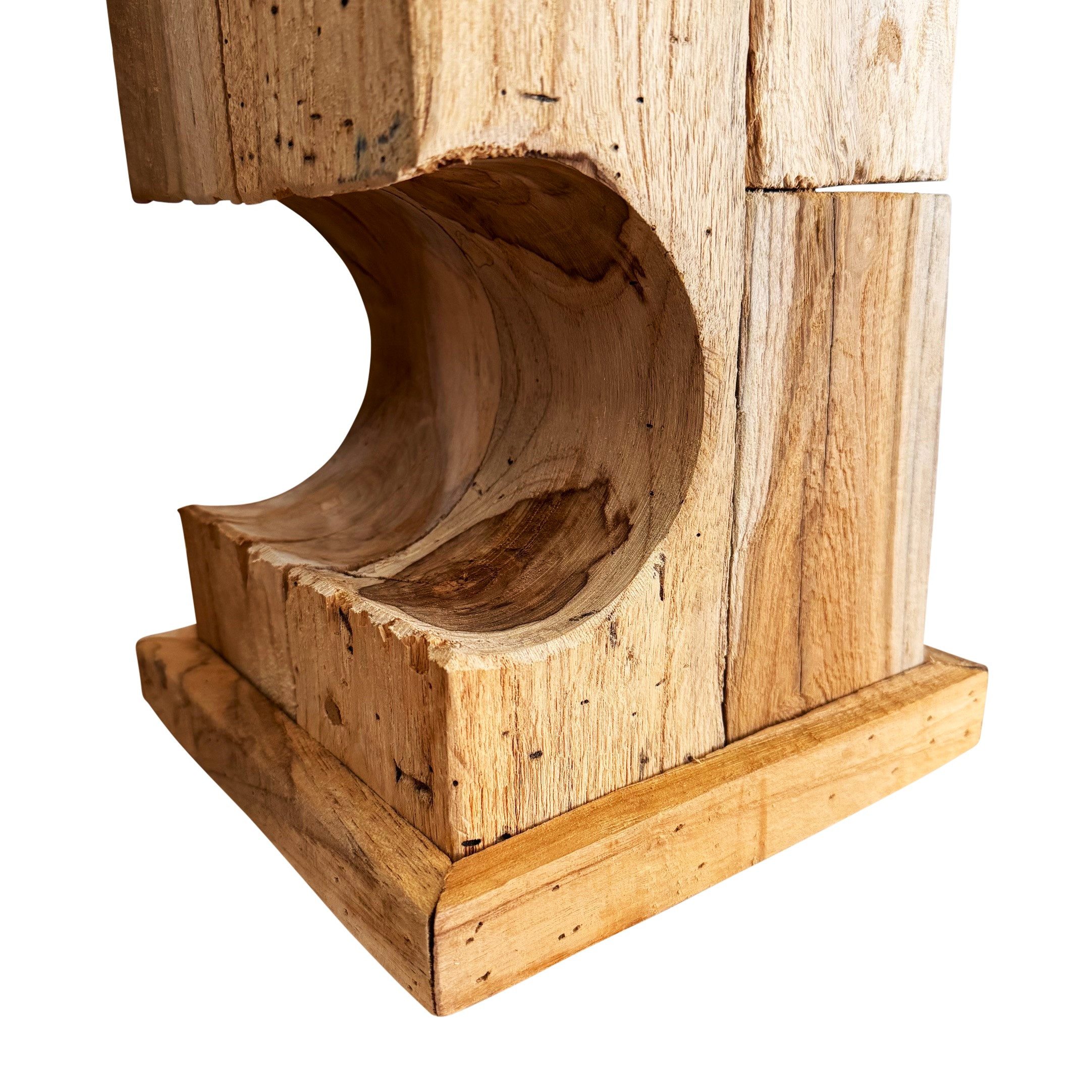 Online-Fuchs Weinflaschenhalter aus rustikalem Teakholz, Weinregal stehend - 118 cm groß, (massives Naturholz, unbehandelt), für moderne, skandinavische oder in – Bild 2 von 5