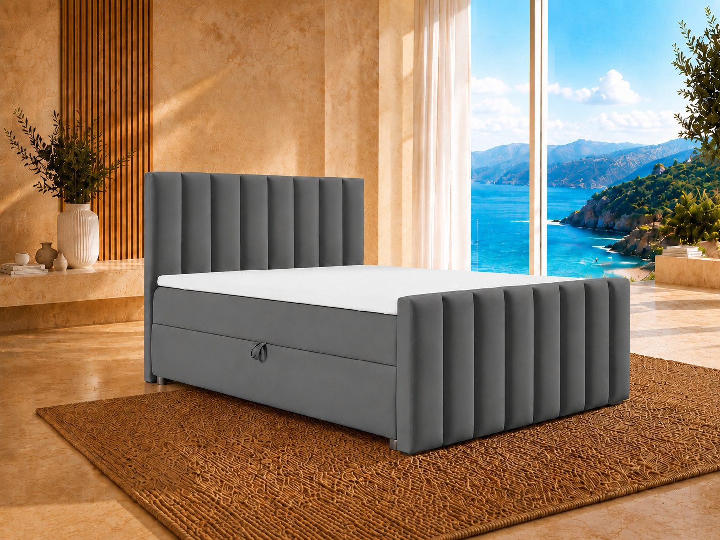 Best for Home Boxspringbett Trinity K10 mit Stauraum, Bonellmatratze & Komfort-Topper (Boxspringbett-Set, 1-St., 140x200 160x200 180x200 200x200 cm), Ergonomischer Schlafkomfort, praktischer Stauraum