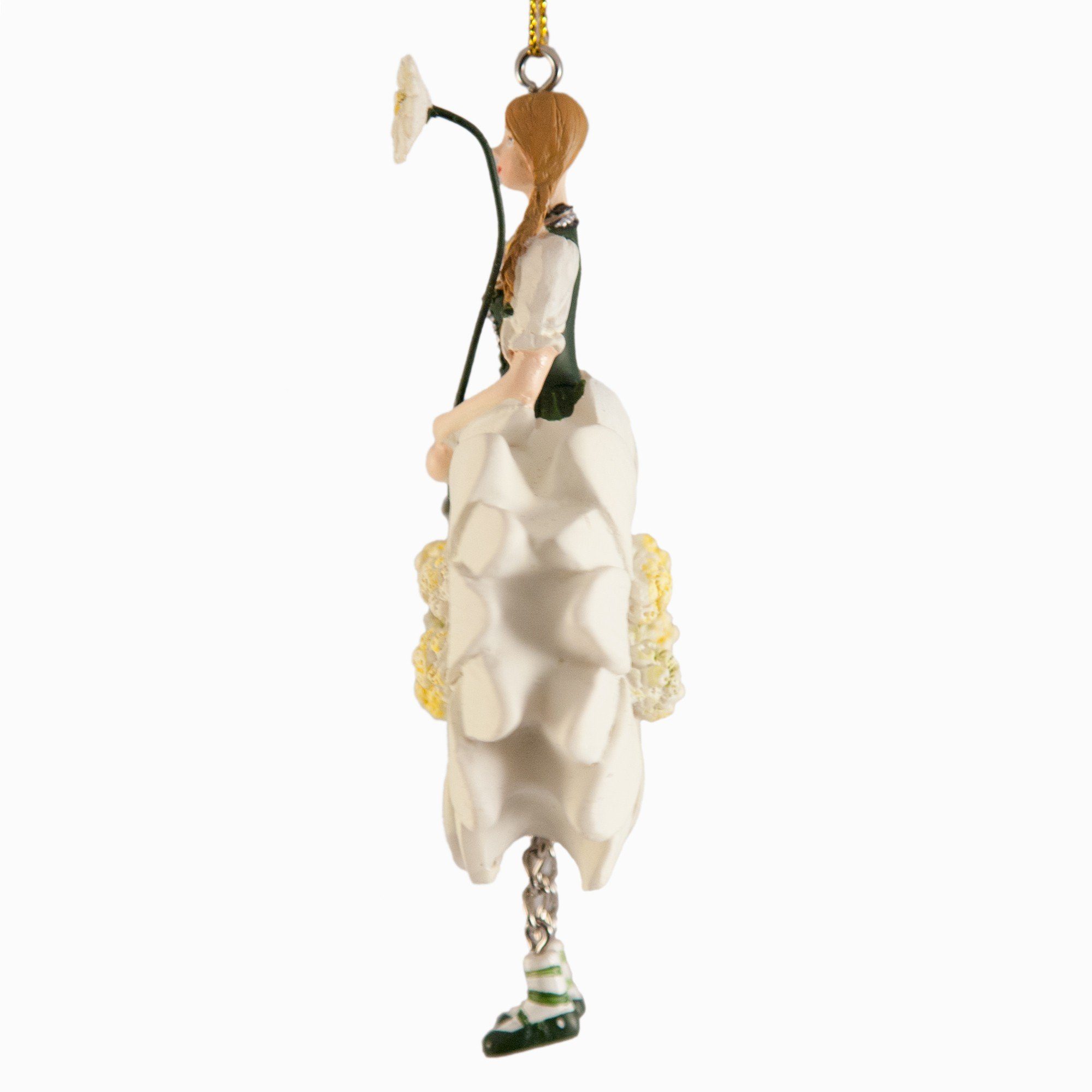 ROSEMARIE SCHULZ Heidelberg Dekofigur Blumenmädchen Edelweiss Dekohänger Kunstblume Deko-Objekt, Handbemalte Figur aus Polyresin