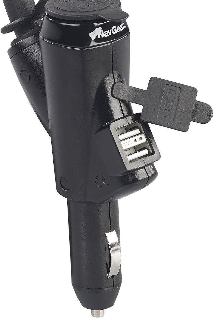 Navigationsgeräte-Halterung NavGear Kfz-Halterungen Navis: Schwanenhals-Navi-Halterung für 12-Volt-Buchse, 2X USB, 1x 12/24 Volt (Halterungen für Navigationsgeräte)